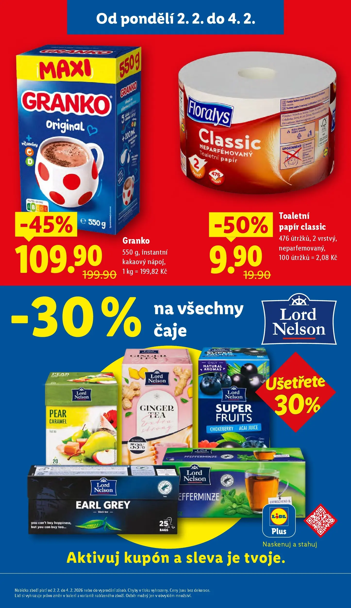 Lidl leták od 01.02.2026 - Nový akční leták | Strana: 3 | Produkty: Toaletní papír, Granko, Vitamíny, Čaje