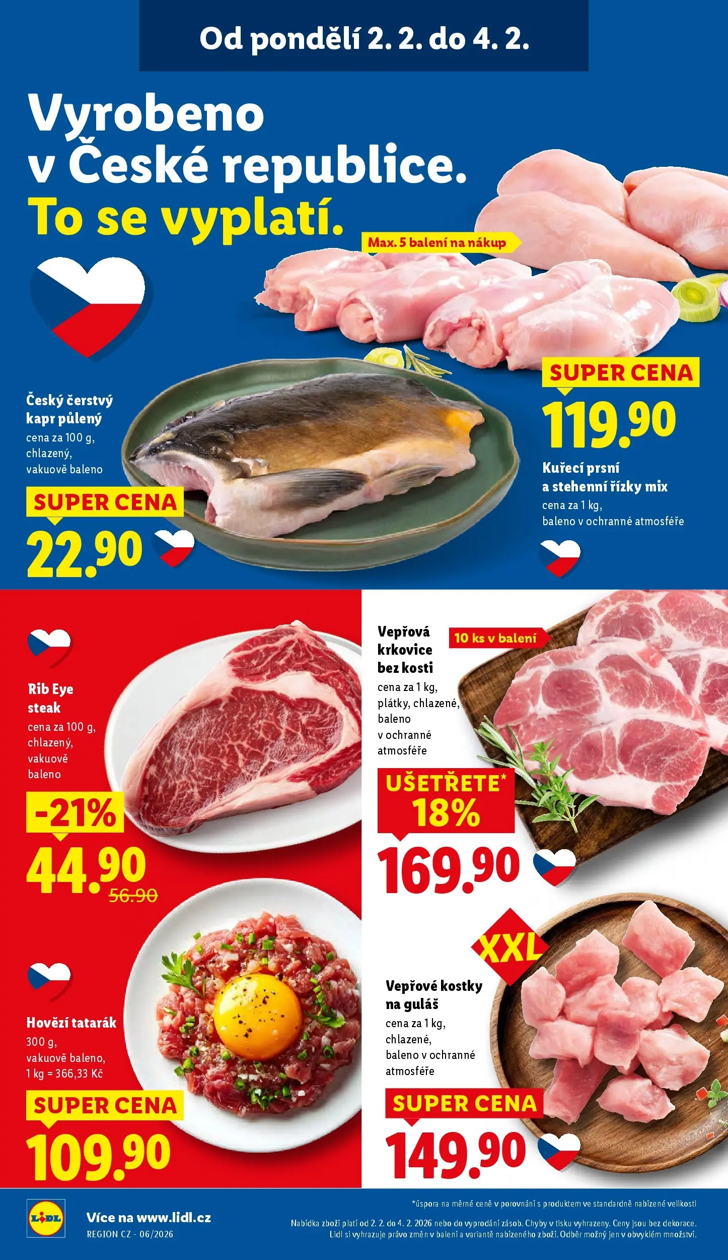 Lidl leták od 01.02.2026 - Nový akční leták | Strana: 14 | Produkty: Steak, Vepřová krkovice bez kosti, Krkovice bez kosti, Vepřová krkovice