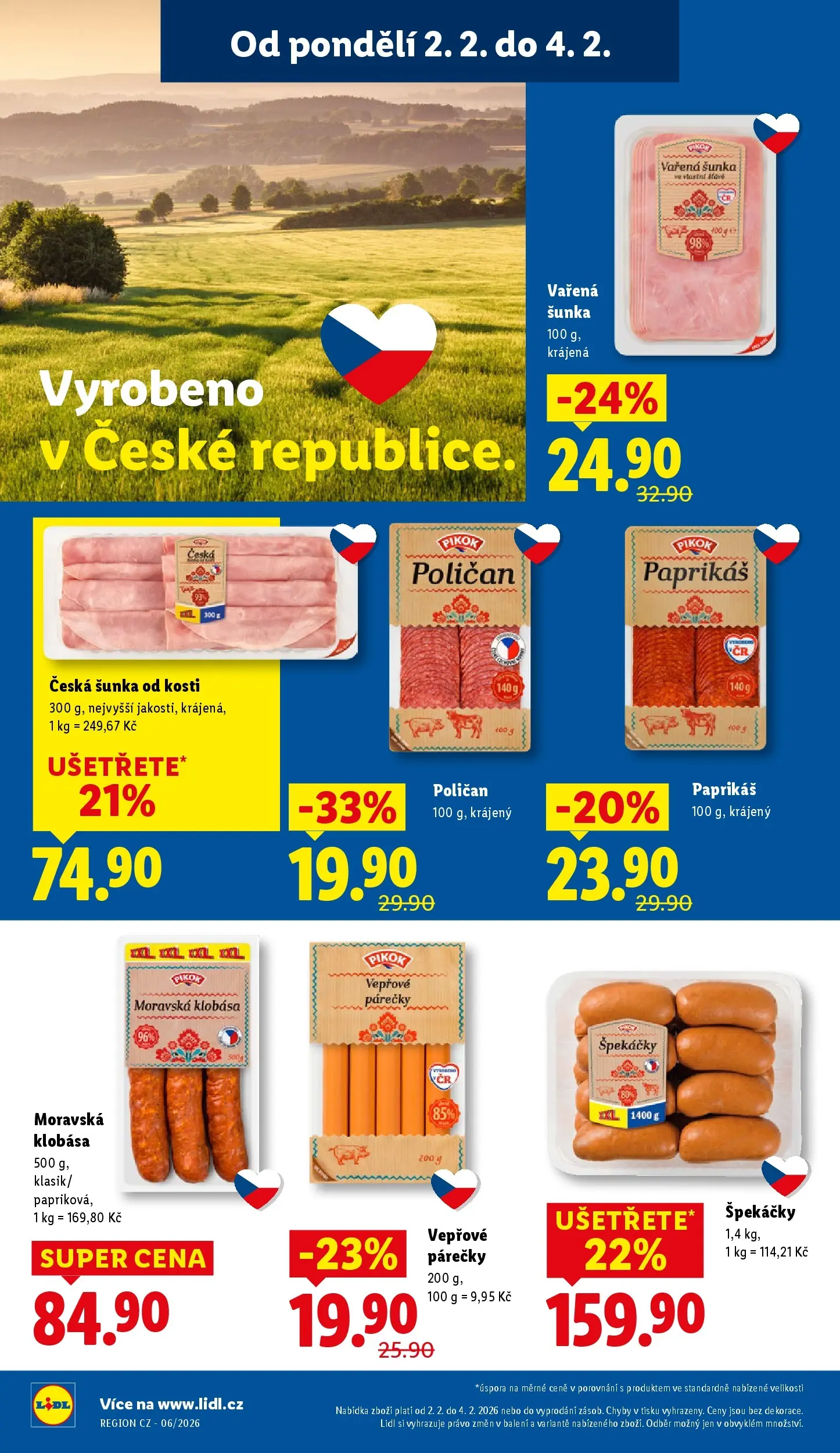 Lidl leták od 01.02.2026 - Nový akční leták | Strana: 18 | Produkty: Šunka od kosti, Špekáčky, Klobása, Pikok