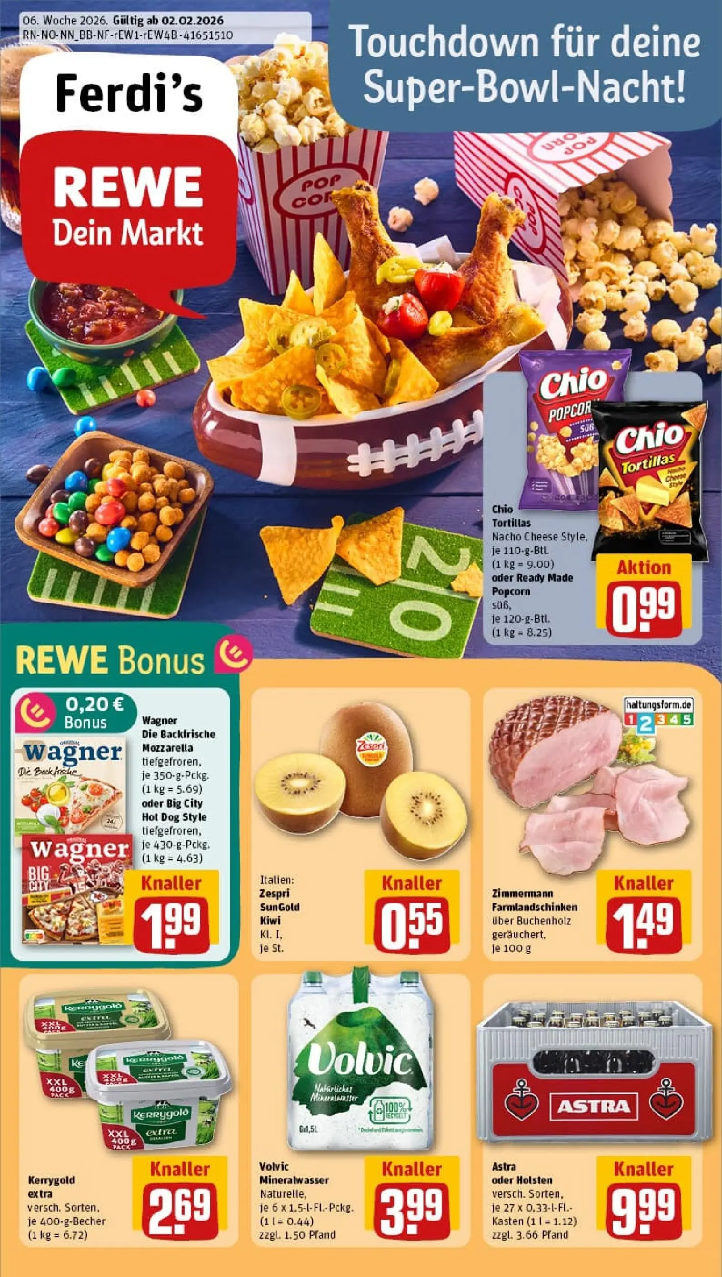 REWE Prospekt ab 02.02.2026 zum Blättern » Angebote | Seite: 1 | Produkte: Butter, Astra, Holsten, Chips