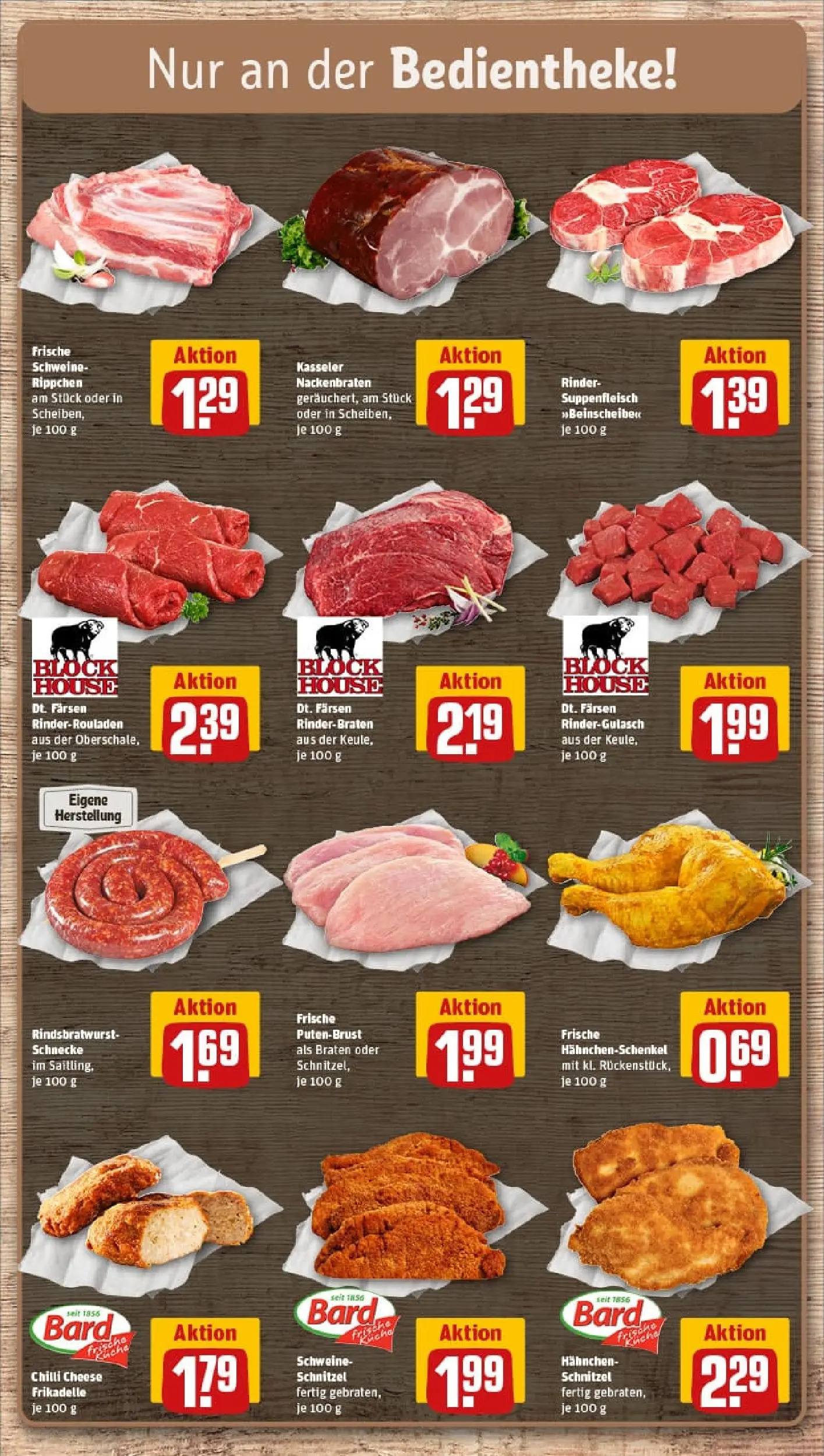 REWE Prospekt ab 01.02.2026 zum Blättern » Angebote | Seite: 10 | Produkte: Rinderrouladen, Rinderbraten, Hahnchen, Schnitzel