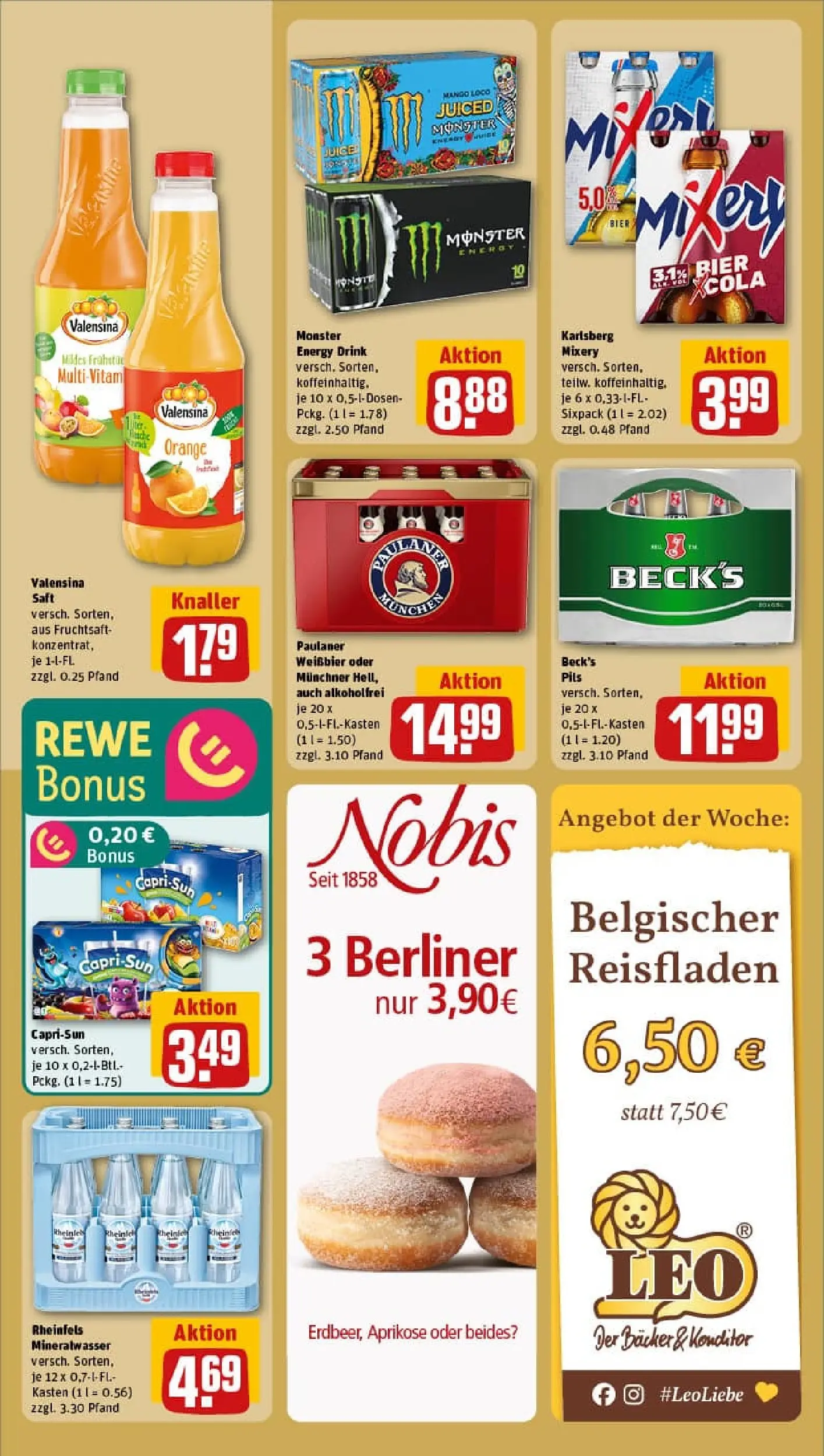 REWE Prospekt ab 02.02.2026 zum Blättern » Angebote | Seite: 22 | Produkte: Weißbier, Mineralwasser, Donuts, Monster