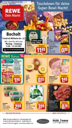 Rewe prospekt Bocholt	 ab 02.02.2026 gültig | Seite: 1 | Produkte: Mozzarella, Pils, Uhr, Hackfleisch
