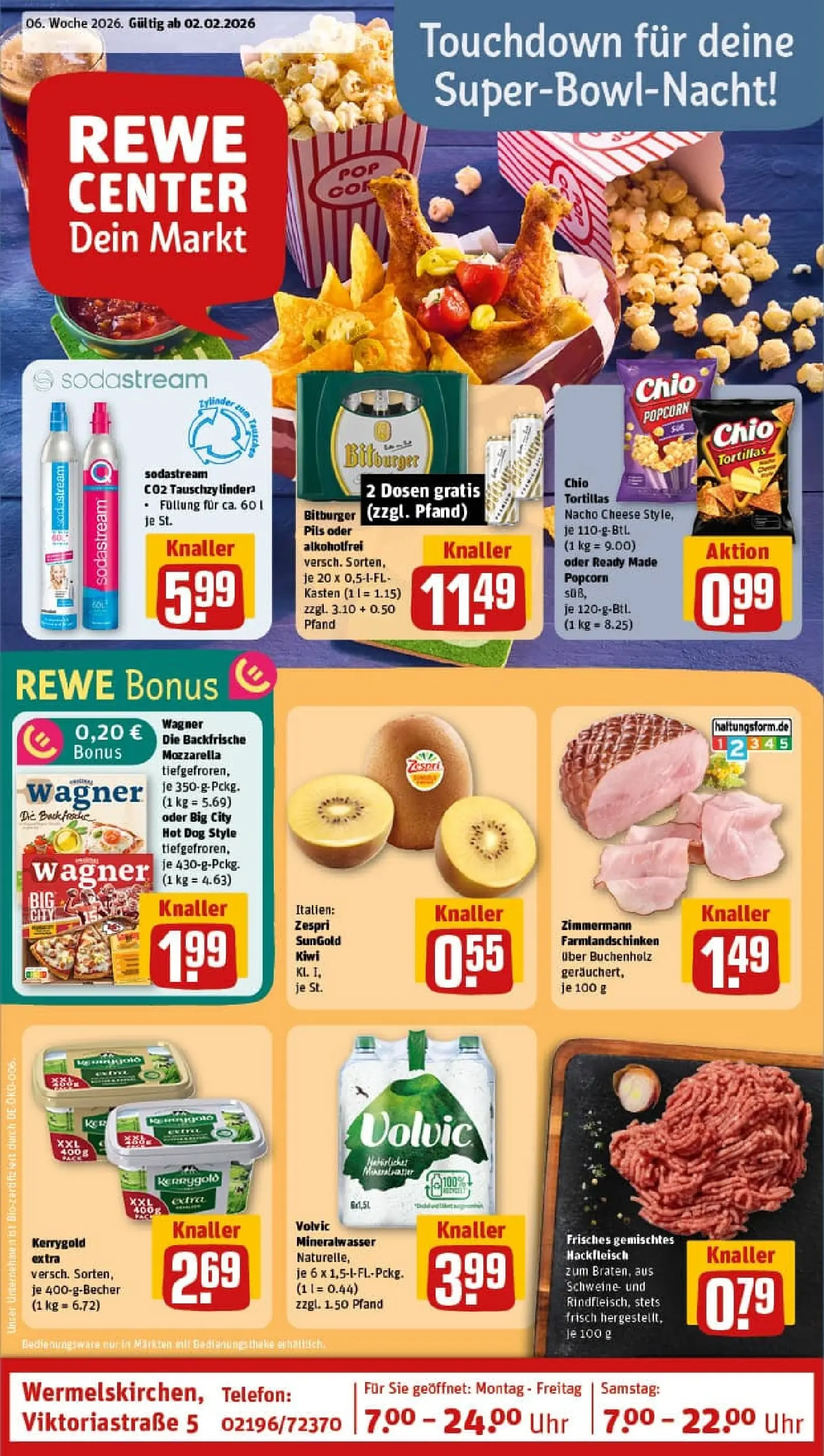 REWE Prospekt ab 02.02.2026 zum Blättern » Angebote | Seite: 1 | Produkte: Butter, Theke, Pils, Pizza