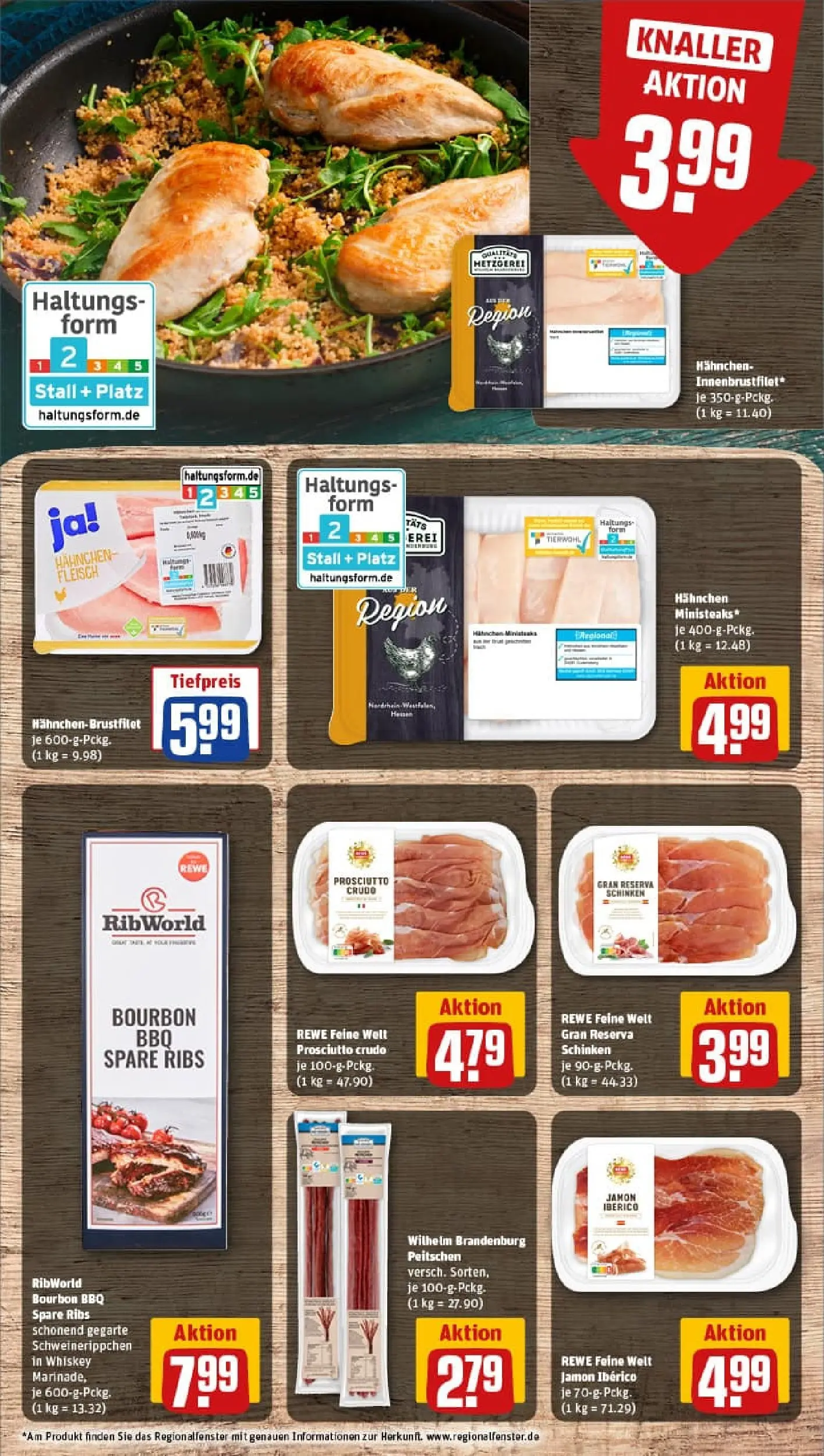 REWE Prospekt ab 02.02.2026 zum Blättern » Angebote | Seite: 10 | Produkte: Hahnchen, Spare ribs, Schinken, Fleisch