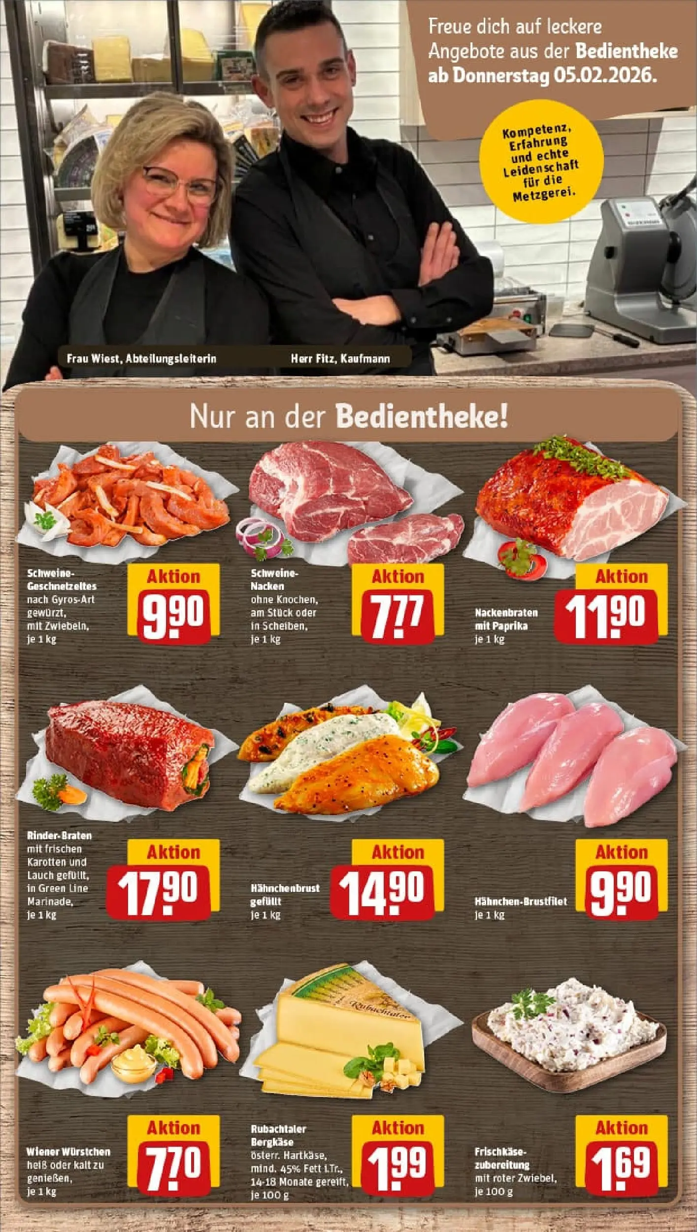 REWE Prospekt ab 02.02.2026 zum Blättern » Angebote | Seite: 12 | Produkte: Rinderbraten, Wiener wurstchen, Paprika, Frischkase