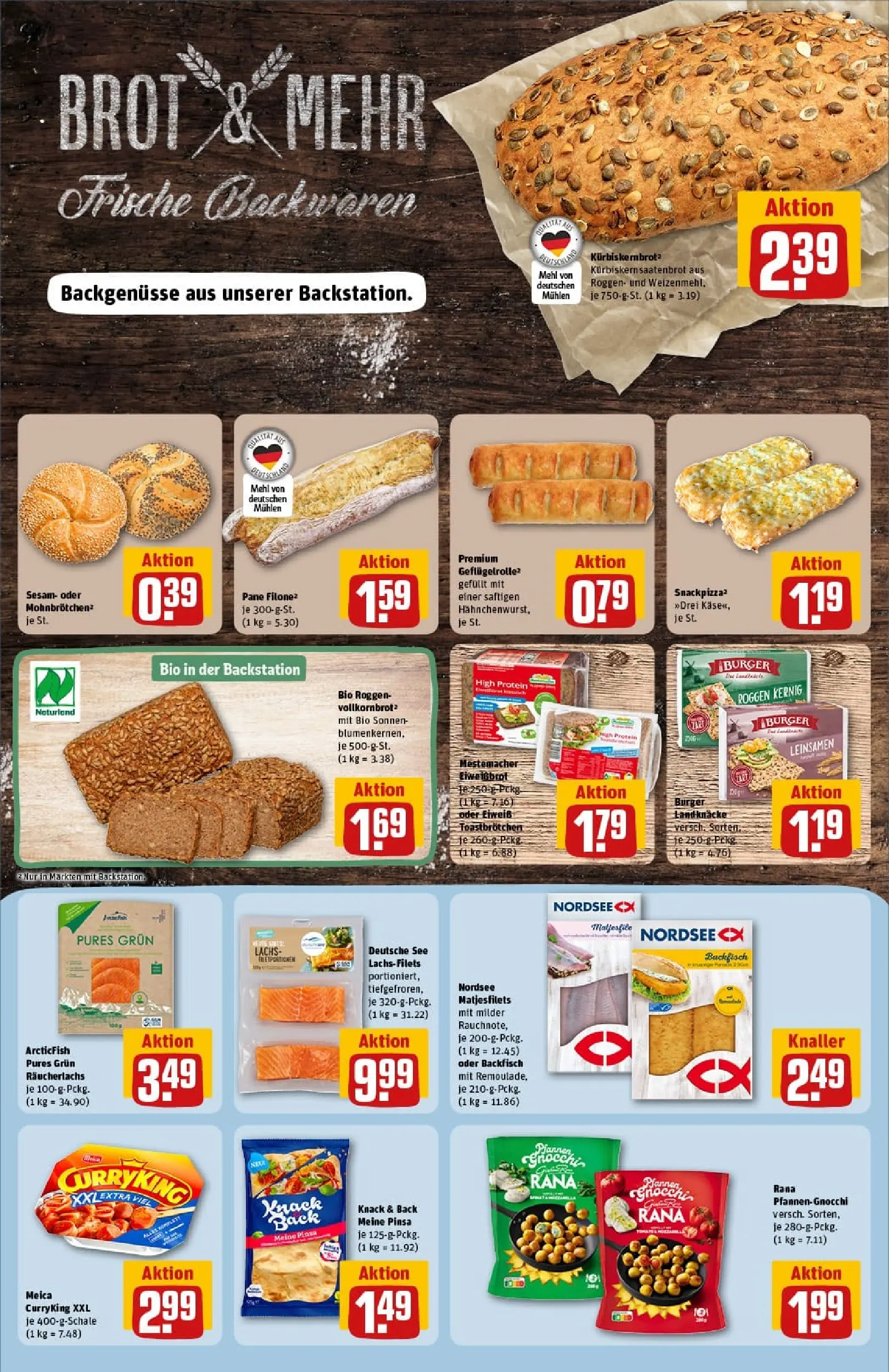 REWE Prospekt ab 02.02.2026 zum Blättern » Angebote | Seite: 14 | Produkte: Mehl, Vollkornbrot, Pane, Burger