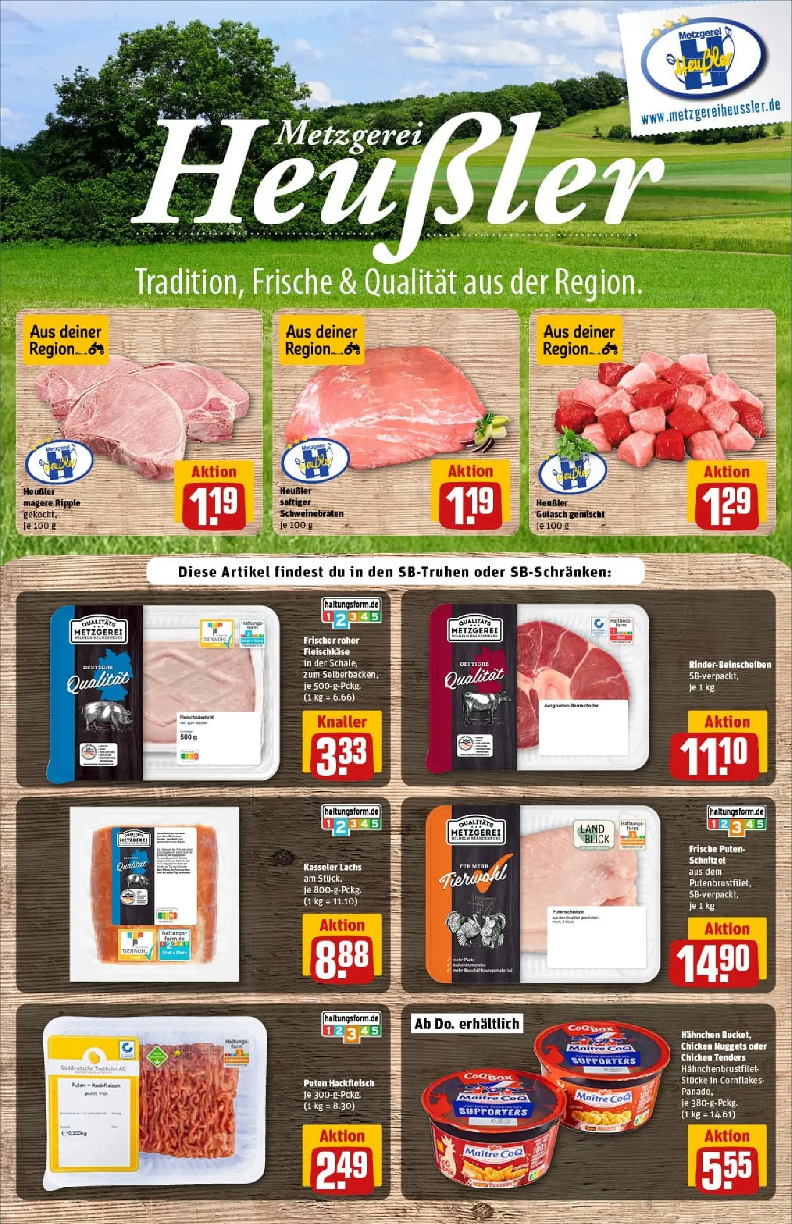 REWE Prospekt ab 02.02.2026 zum Blättern » Angebote | Seite: 14 | Produkte: Hahnchen, Lachs, Putenschnitzel, Hackfleisch
