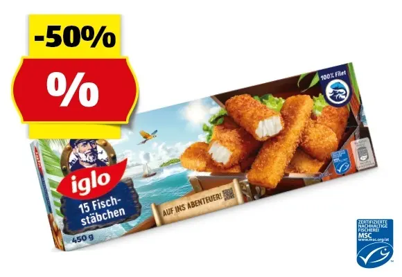 IGLO Fischst&auml;bchen, 450 g/364 g
