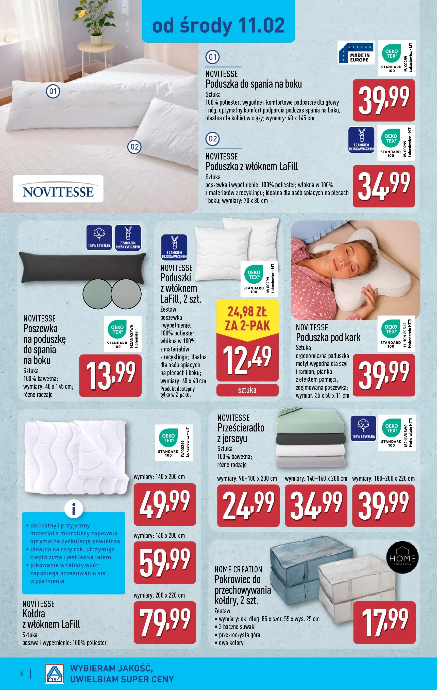 Aldi - Wszystko do łazienki w ALDI od 10.02.2026 - Ulotka PDF, promocje | Strona: 6 | Produkty: Poduszka, Kołdra