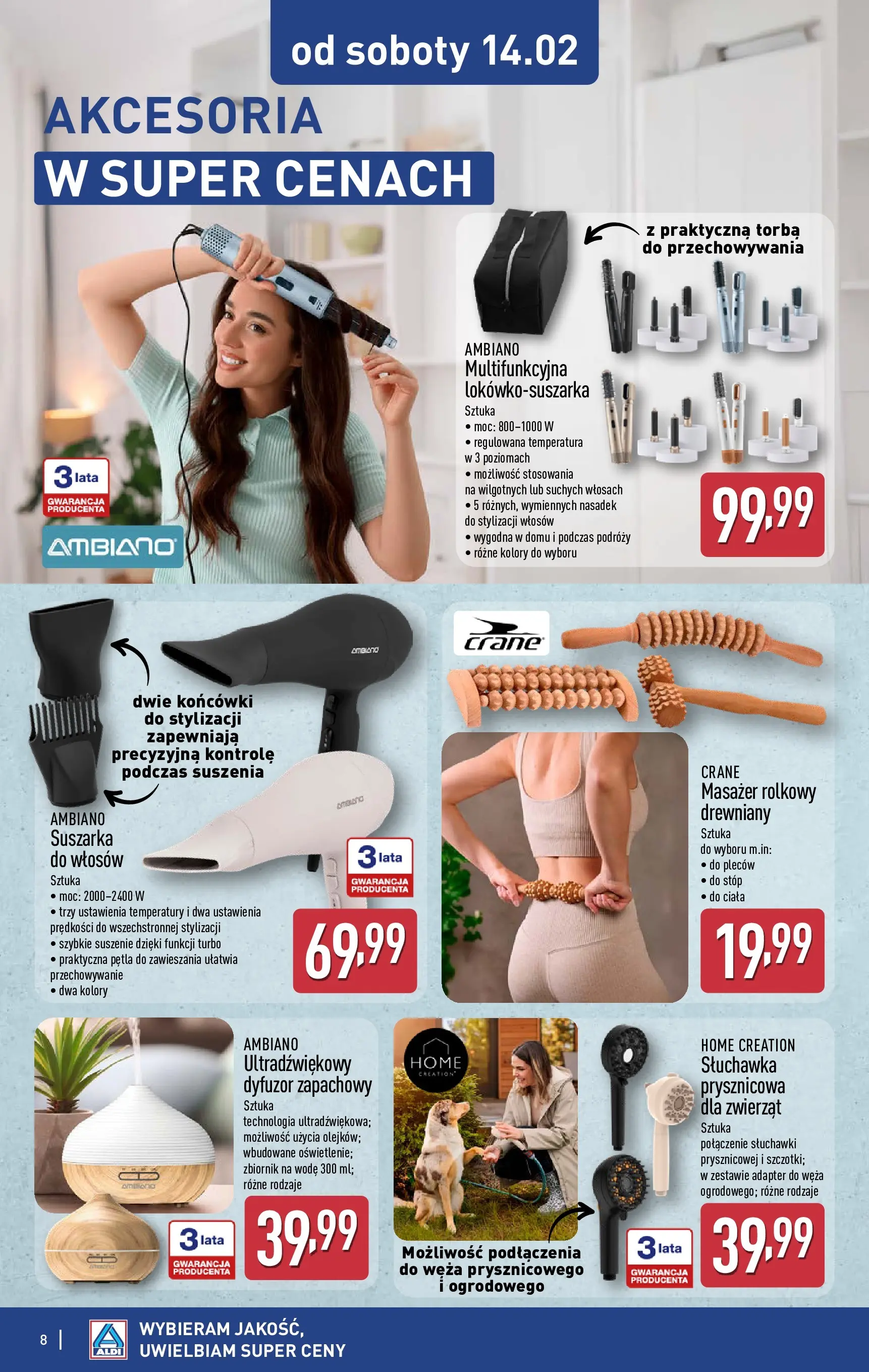 Aldi - Wszystko do łazienki w ALDI od 10.02.2026 - Ulotka PDF, promocje | Strona: 8 | Produkty: Słuchawki, Torba, Adapter, Suszarka