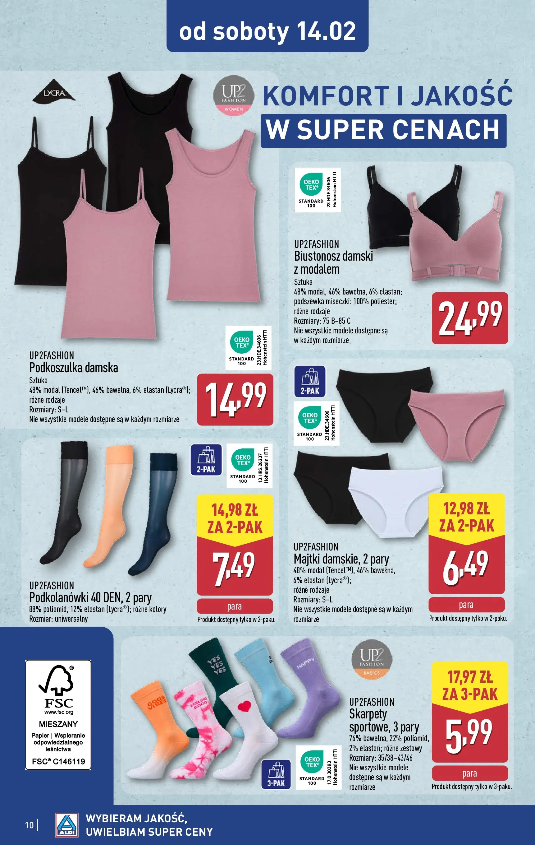 Aldi - Wszystko do łazienki w ALDI od 10.02.2026 - Ulotka PDF, promocje | Strona: 10 | Produkty: Majtki, Biustonosz, Skarpety, Podkolanówki