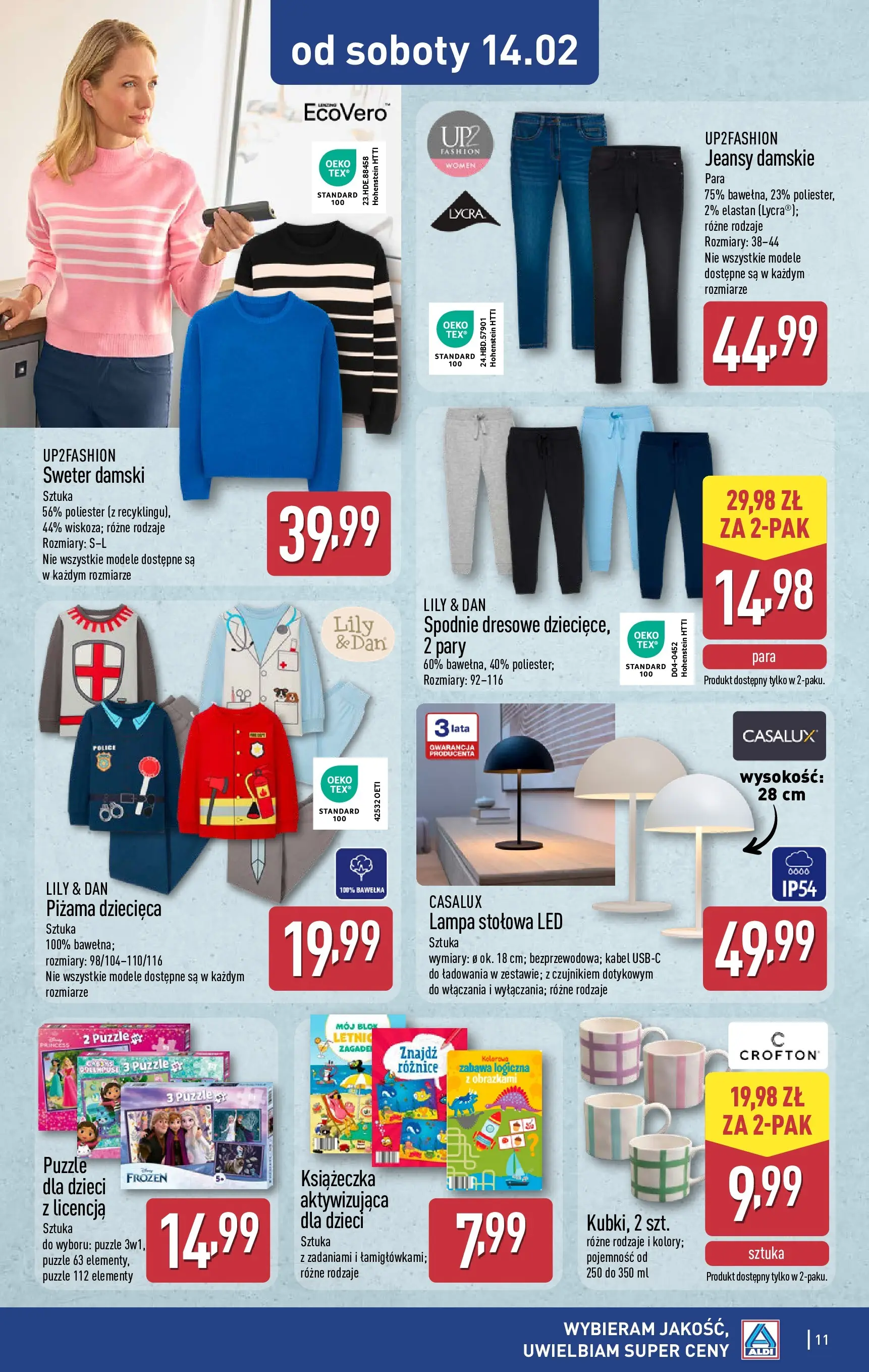 Aldi - Wszystko do łazienki w ALDI od 10.02.2026 - Ulotka PDF, promocje | Strona: 11 | Produkty: Sweter, Spodnie, Piżama, Kabel
