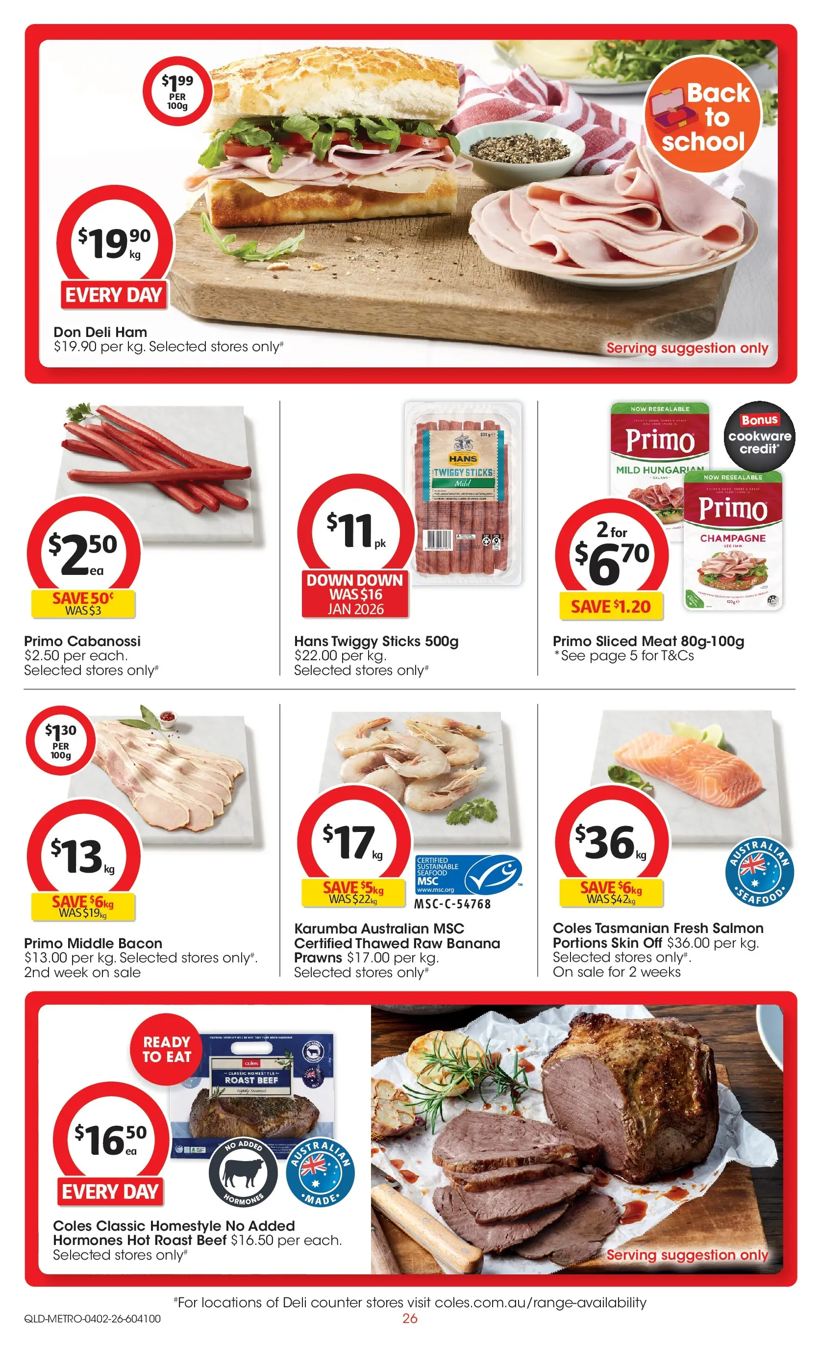 ﻿Coles catalogue valid from 03/02/2026 > Online Australia | Page: 26 | Products: Beef, Cookware, Prawns, Salmon