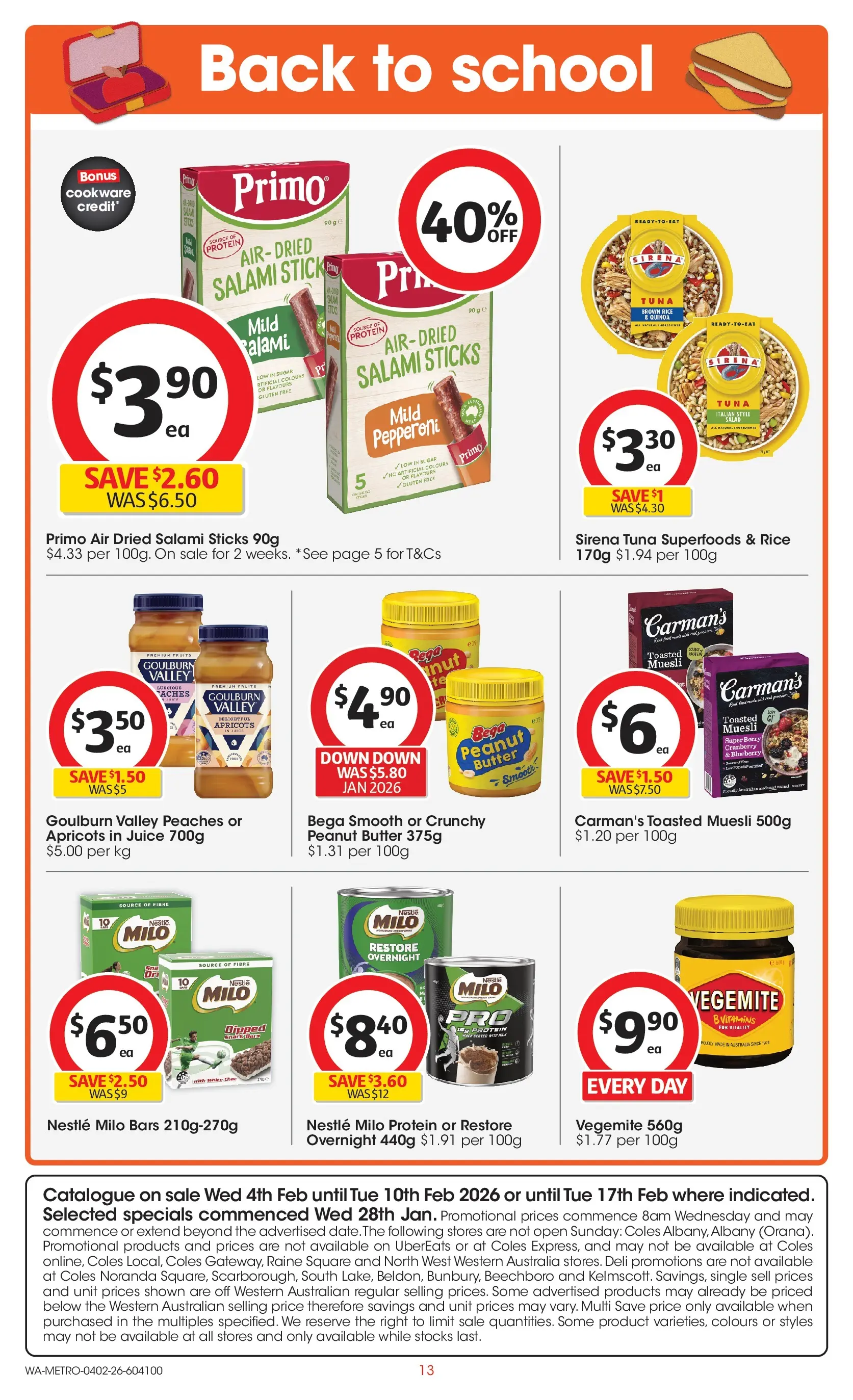 ﻿Coles catalogue valid from 03/02/2026 > Online Australia | Page: 13 | Products: Cookware, Salad, Tuna, Vegemite