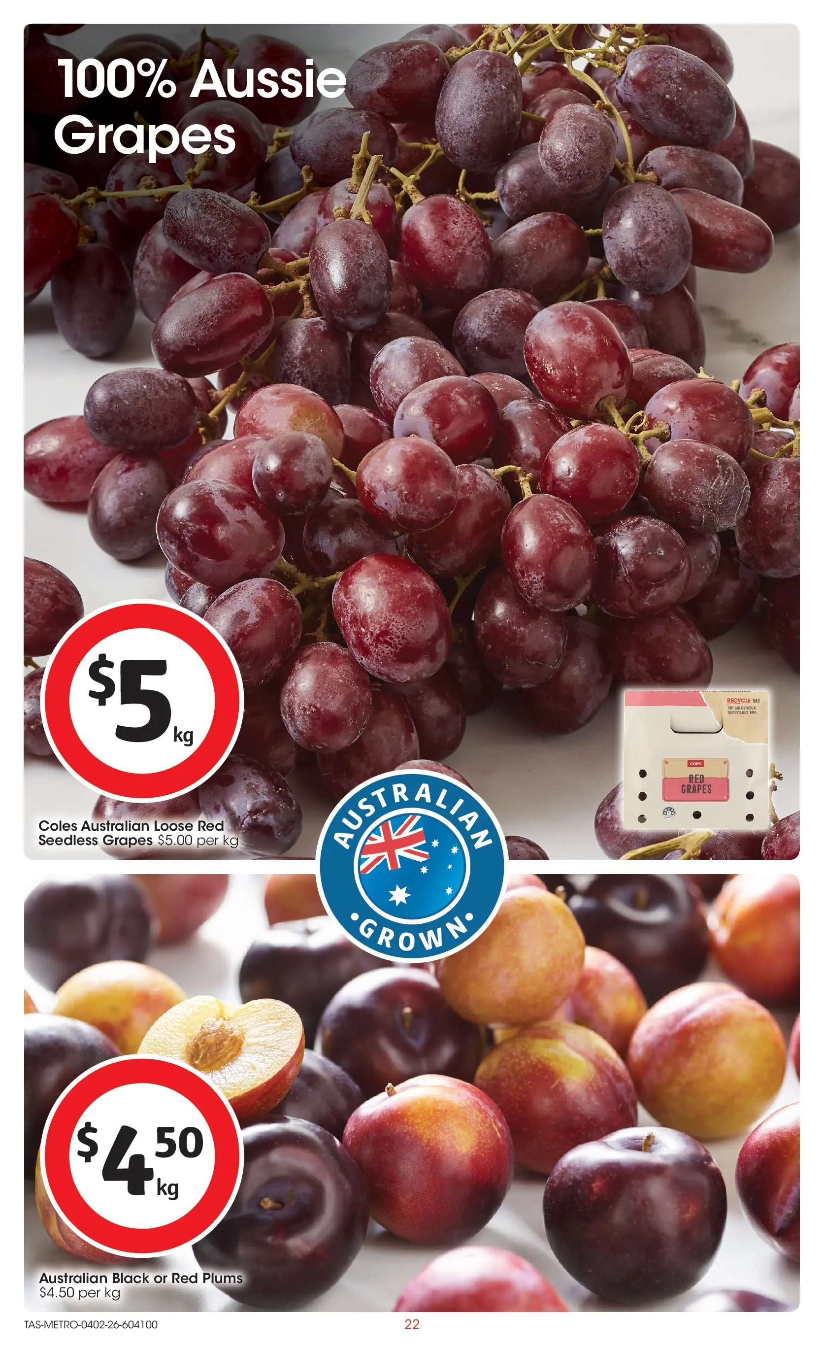 ﻿Coles catalogue valid from 03/02/2026 > Online Australia | Page: 22 | Products: Grapes, Plums