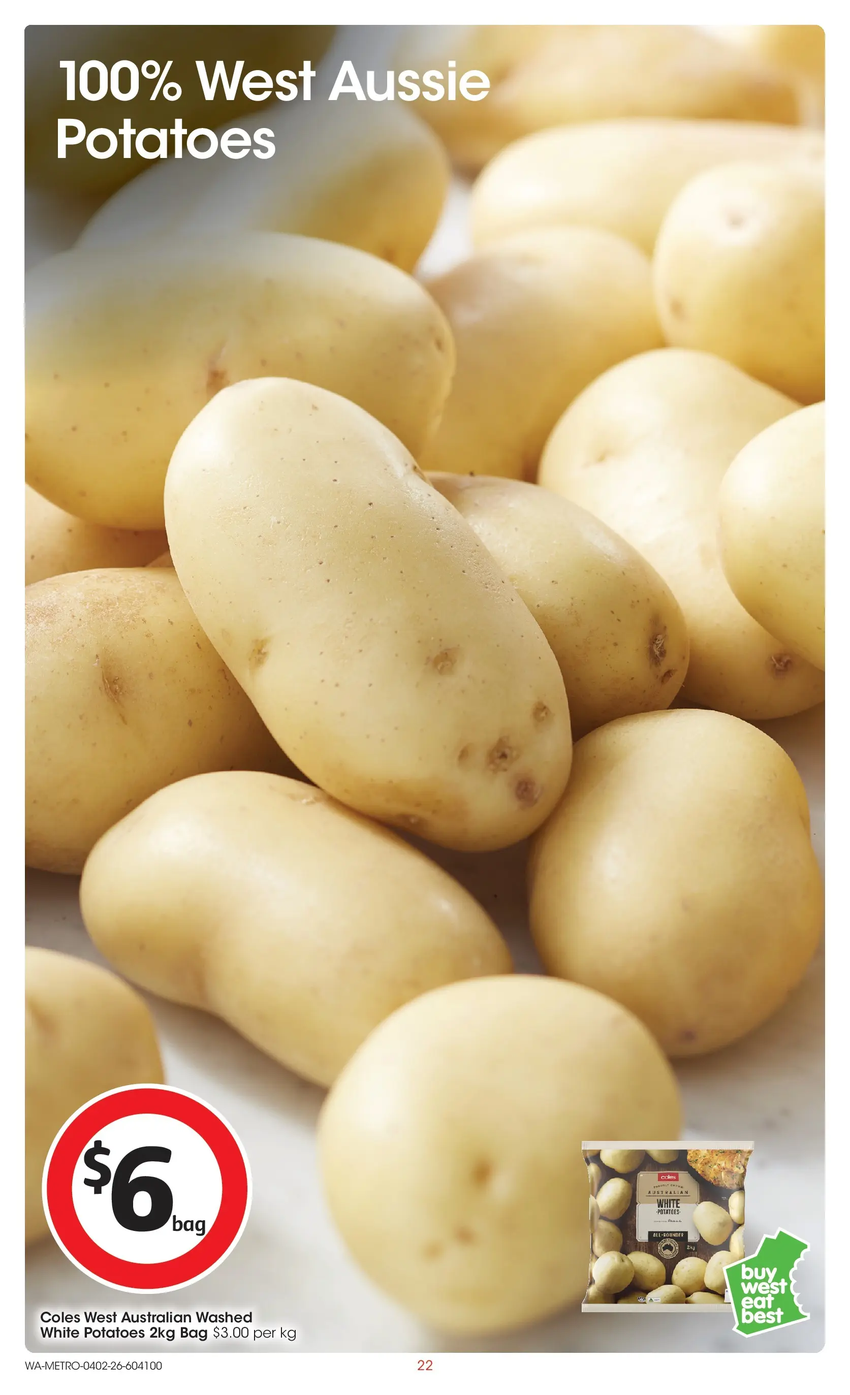 ﻿Coles catalogue valid from 03/02/2026 > Online Australia | Page: 22 | Products: Potatoes, Bag