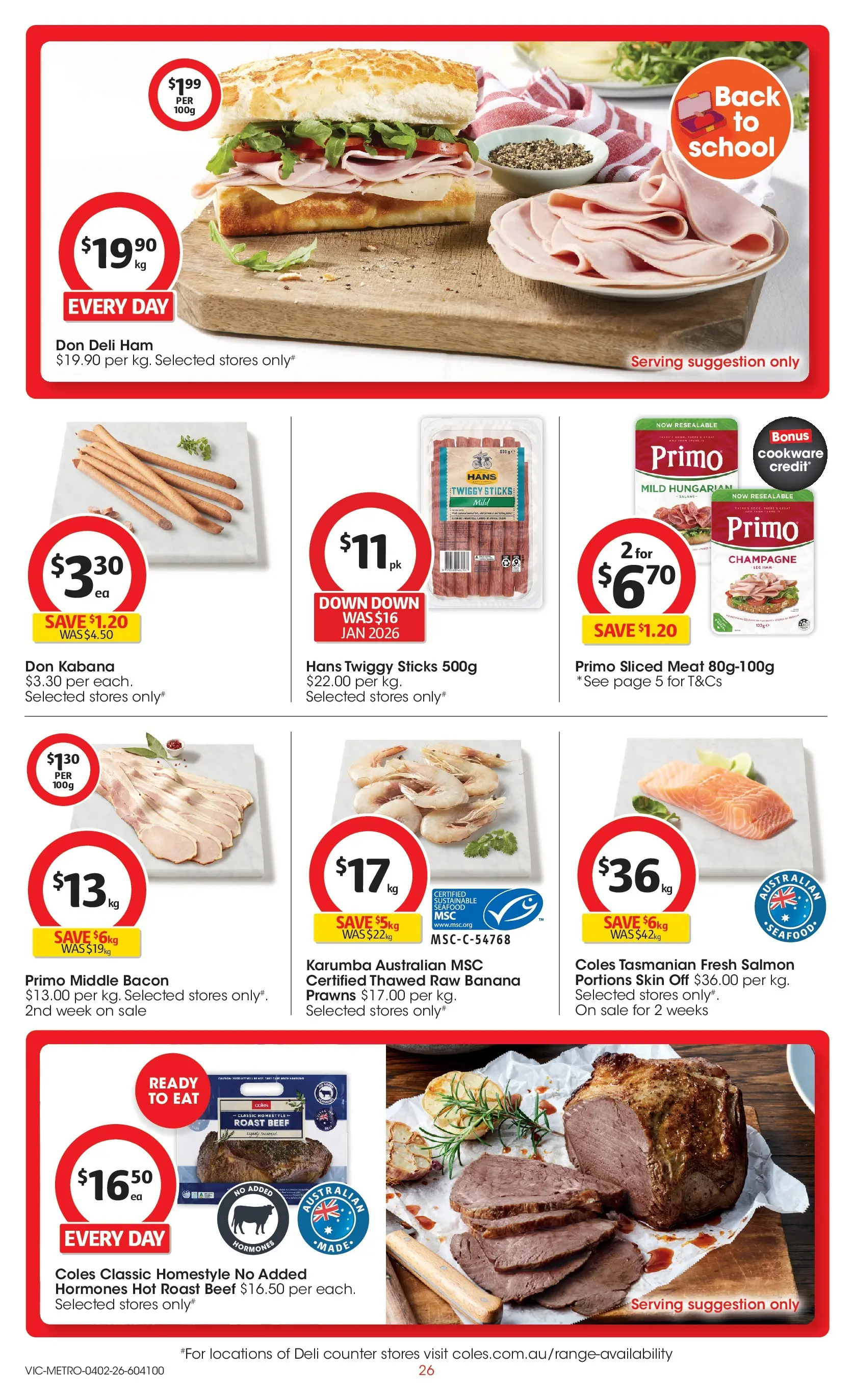 ﻿Coles catalogue valid from 03/02/2026 > Online Australia | Page: 26 | Products: Ham, Beef, Cookware, Salmon