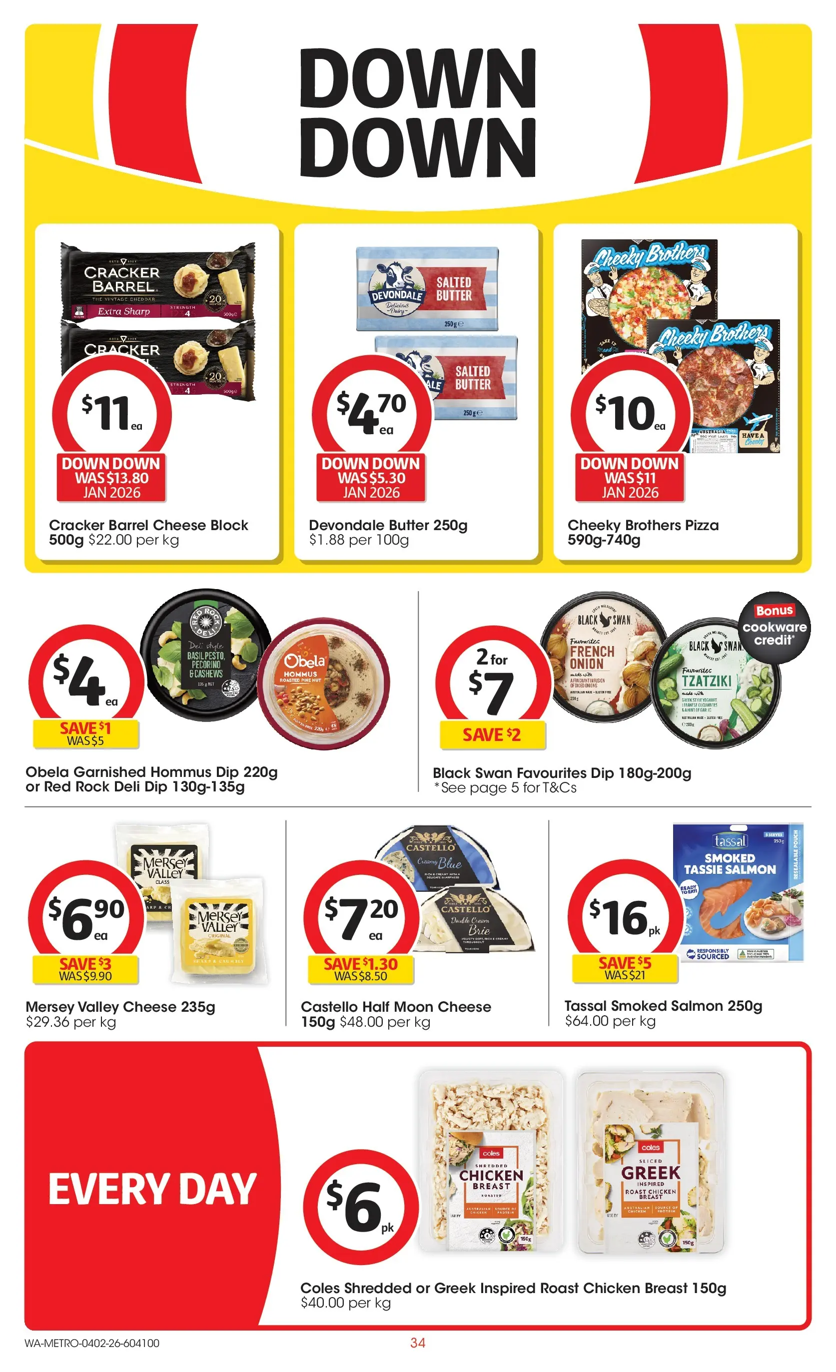 ﻿Coles catalogue valid from 03/02/2026 > Online Australia | Page: 34 | Products: Cheese, Pizza, Cream, Salmon
