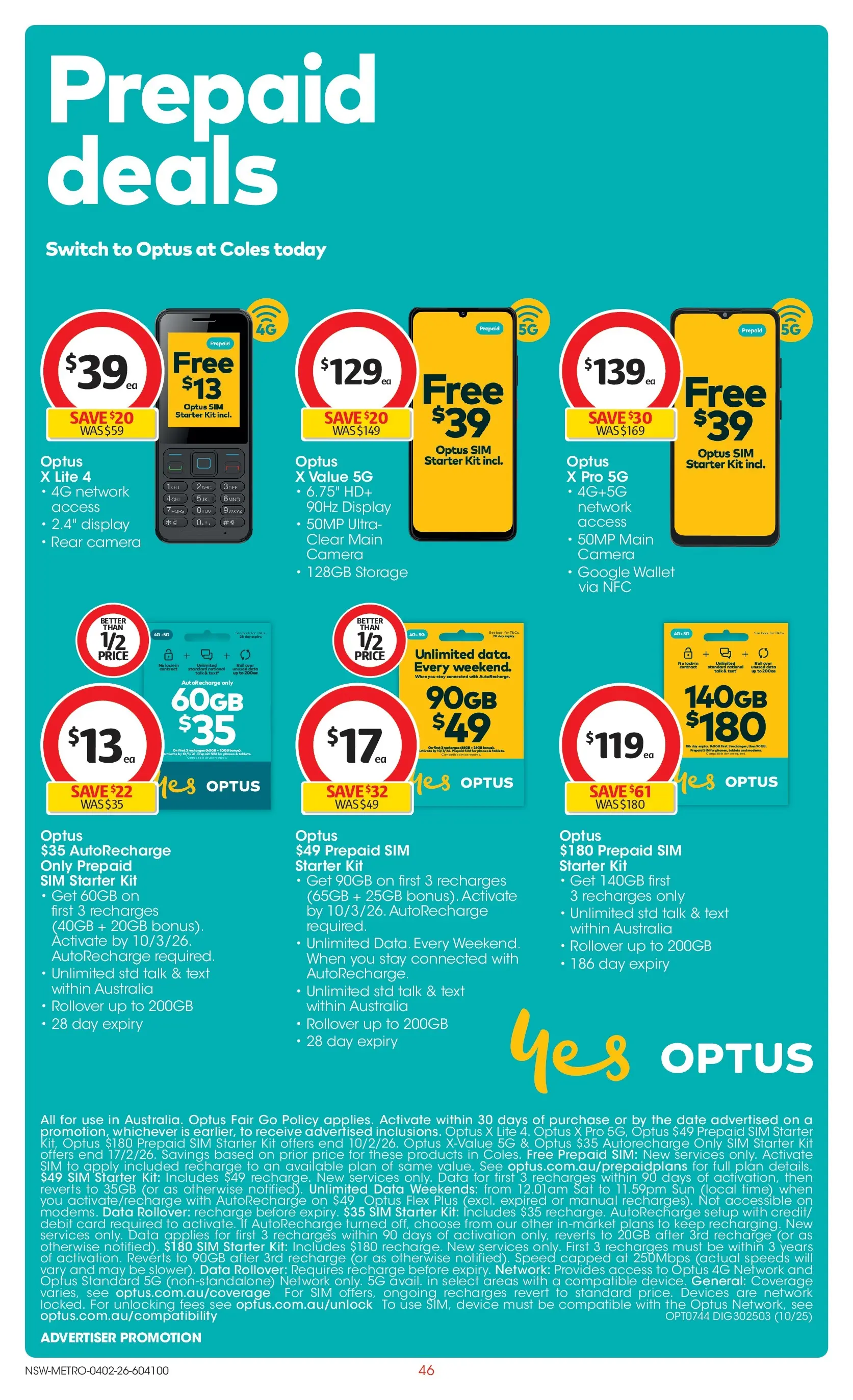 ﻿Coles catalogue valid from 03/02/2026 > Online Australia | Page: 46 | Products: Wallet, Date, Device, Camera