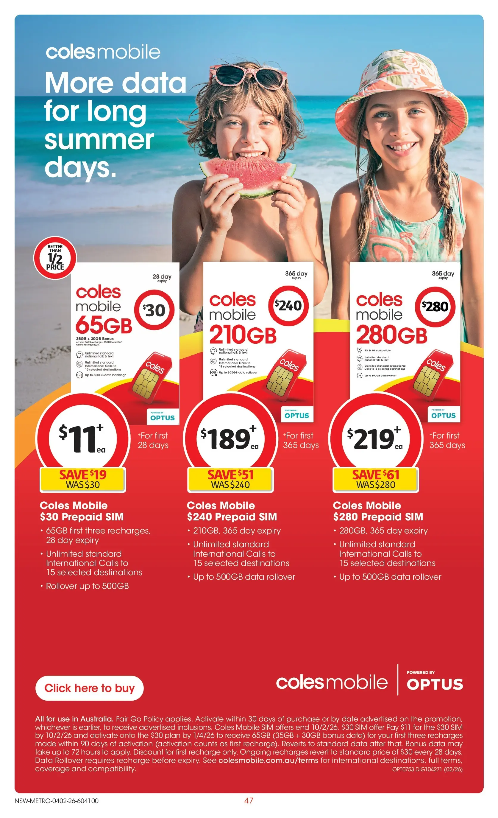 ﻿Coles catalogue valid from 03/02/2026 > Online Australia | Page: 47 | Products: Date, Mobile