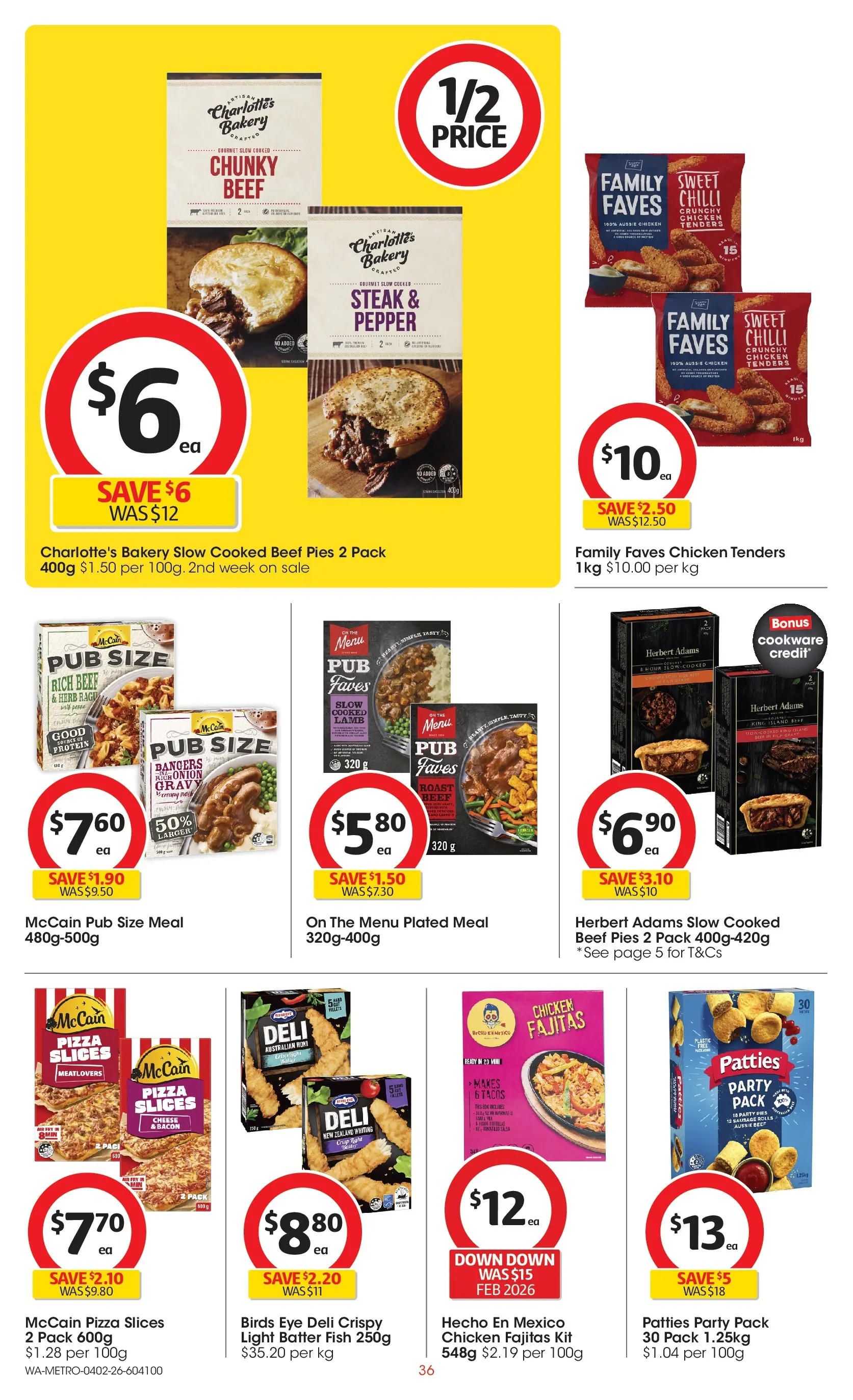 ﻿Coles catalogue valid from 03/02/2026 > Online Australia | Page: 36 | Products: Cheese, Steak, Pies, Bakery