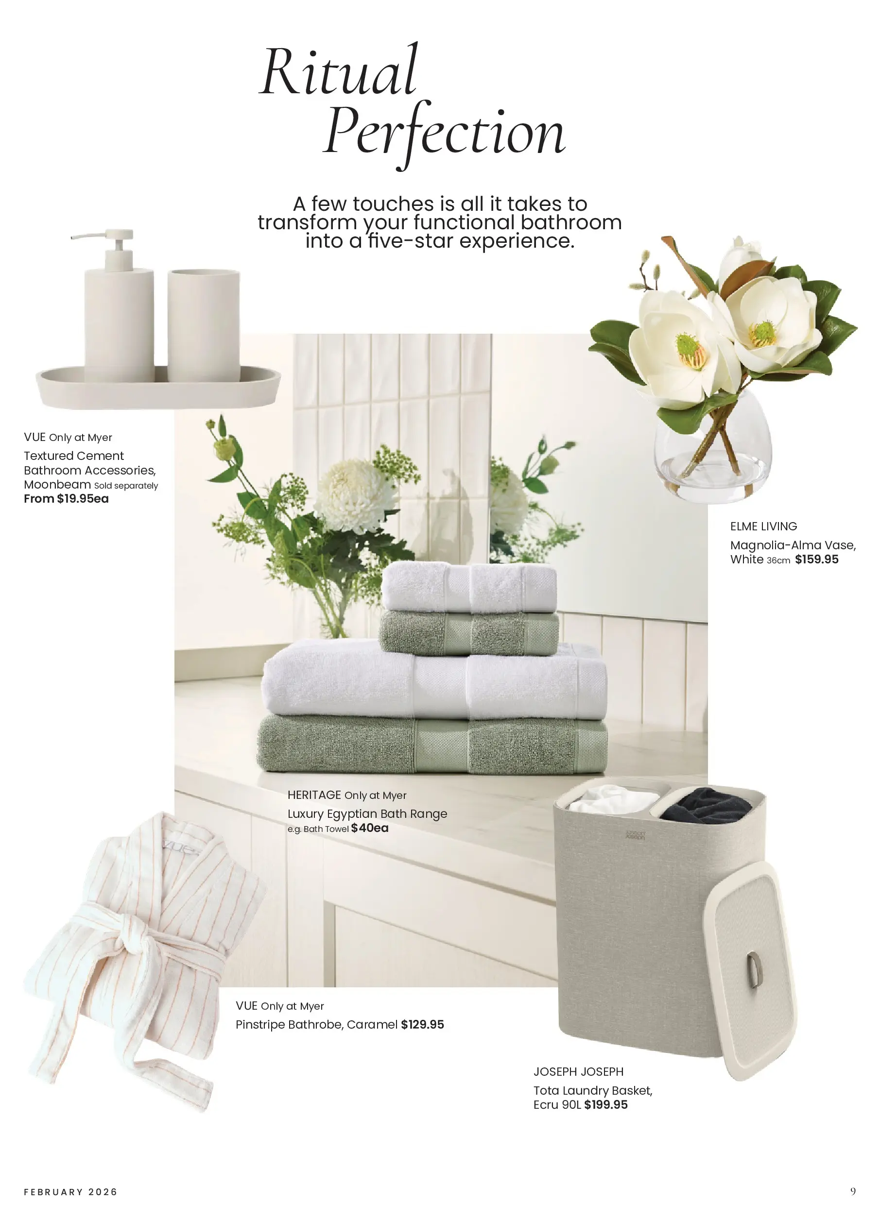 Myer - A sense of place - 02/02/2026 > weekly / monthly specials | Page: 9 | Products: Bath, Laundry, Bathroom