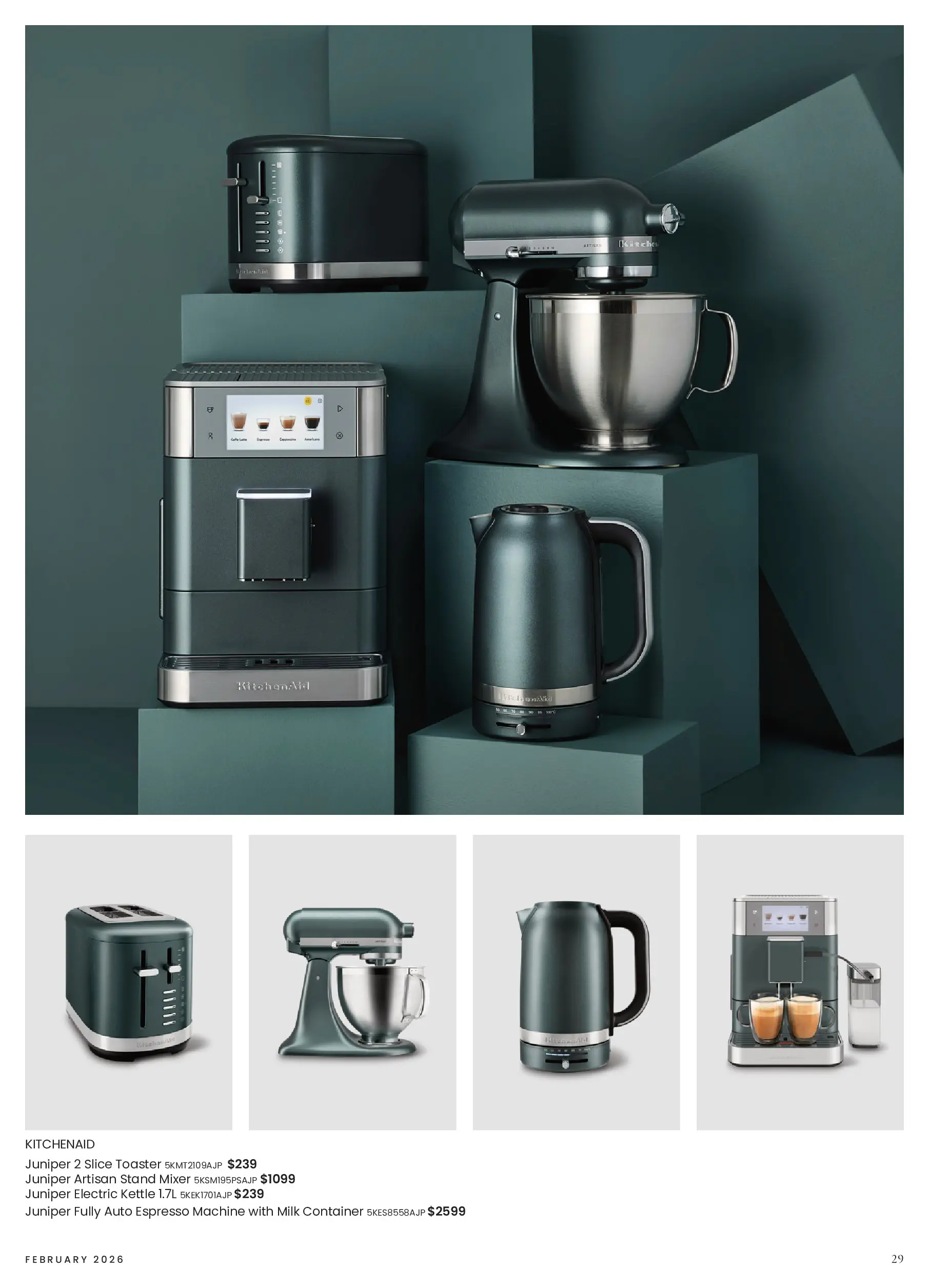 Myer - A sense of place - 02/02/2026 > weekly / monthly specials | Page: 29 | Products: Kettle, Mixer, Espresso machine, Toaster