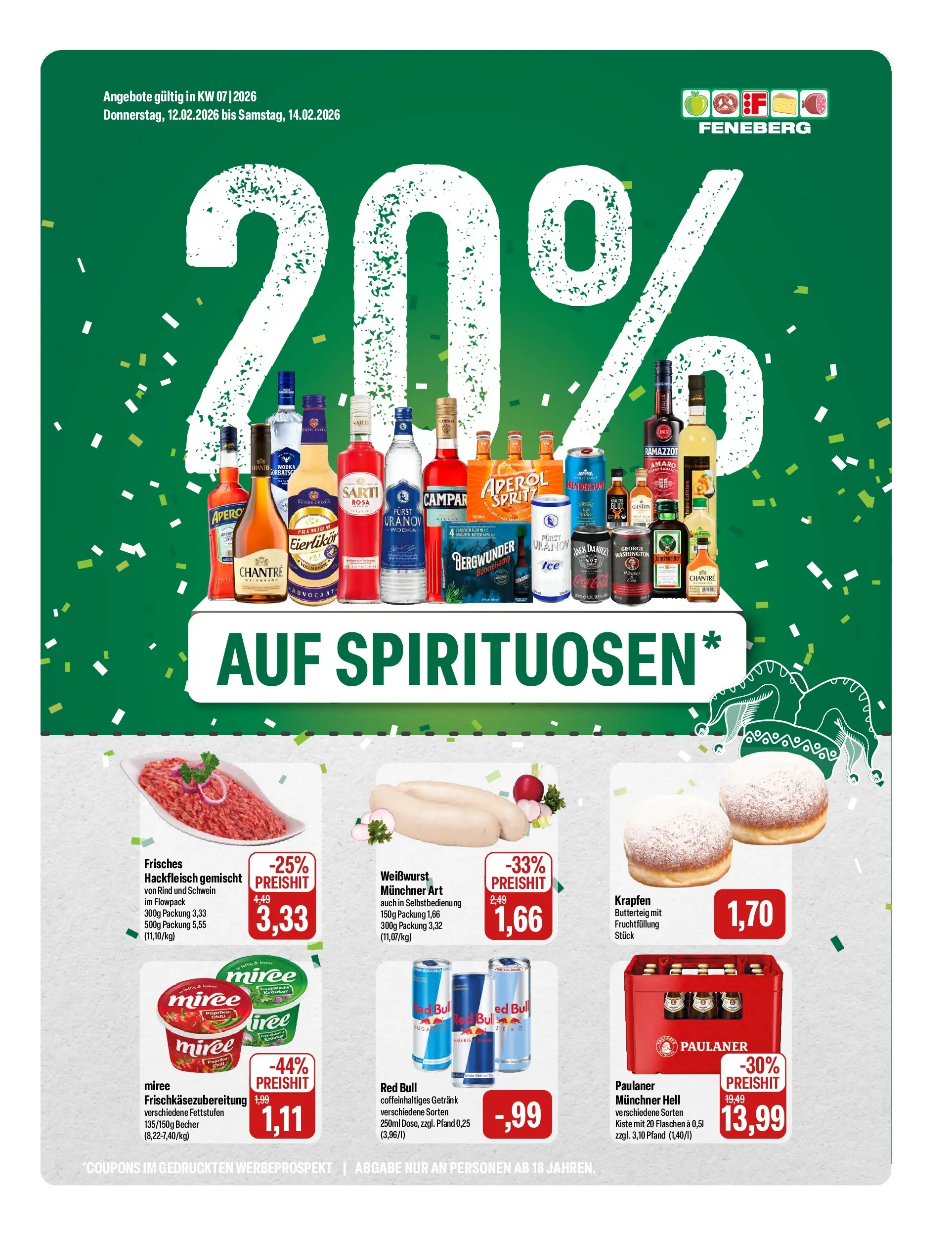 Feneberg  Aktuelle Angebote (ab 12.02.2026) zum Blättern | Seite: 1 | Produkte: Weißwurst, Paprika, Chili, Aperol