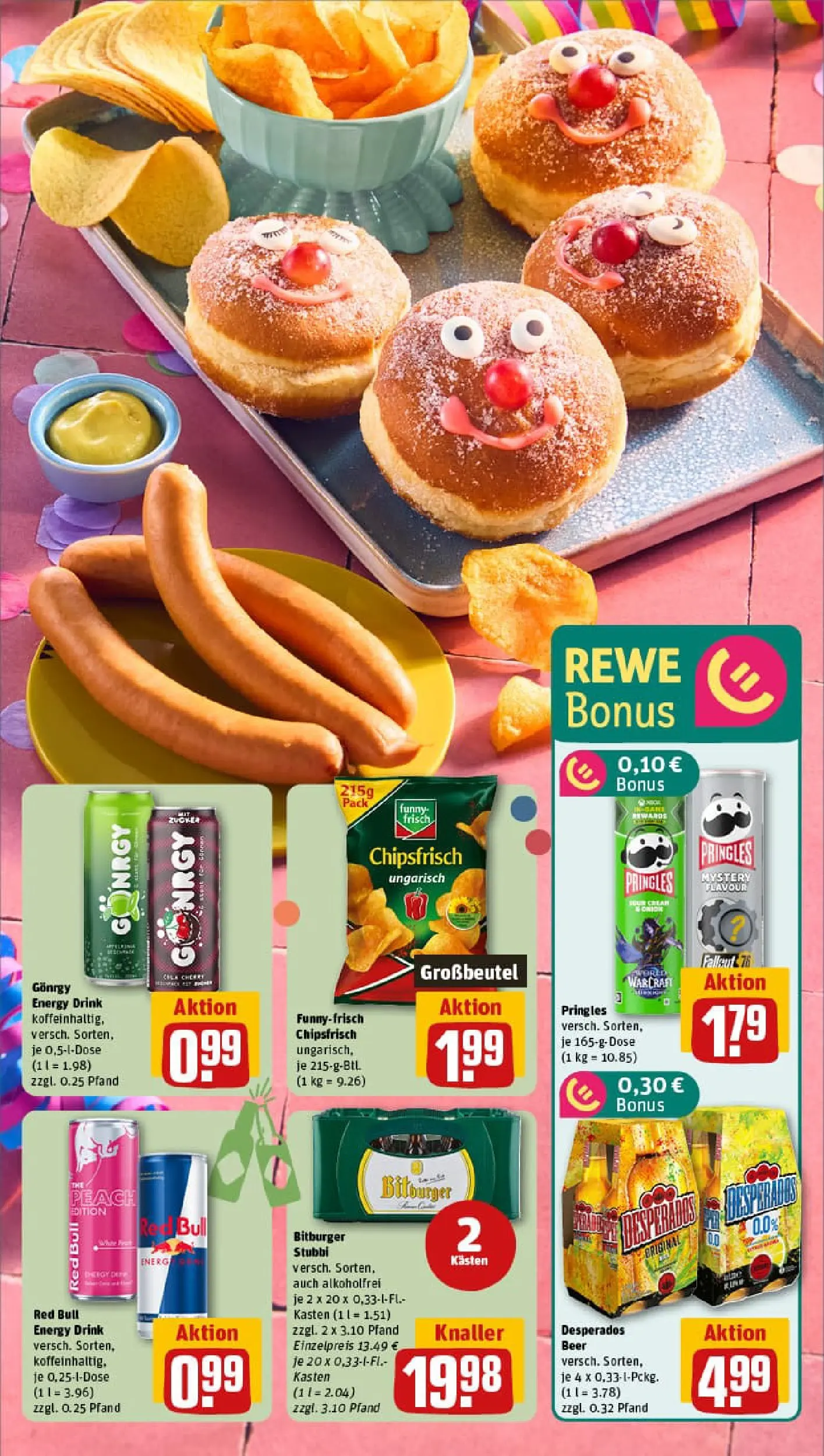 REWE Prospekt ab 09.02.2026 zum Blättern » Angebote | Seite: 19 | Produkte: Bitburger, Red bull, Desperados, Pringles