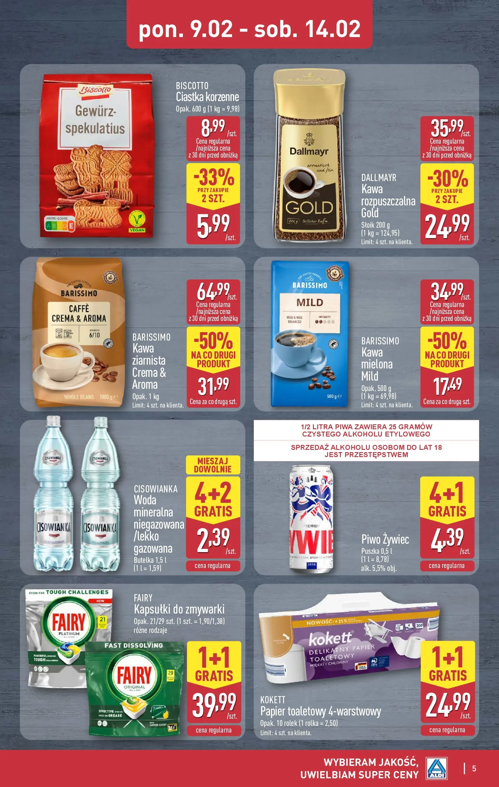 Aldi Gazetka - Okazje na weekend od 12.02.2026 - Ulotka PDF, promocje | Strona: 5 | Produkty: Kawa, Ciastka korzenne, Piwo, Fairy