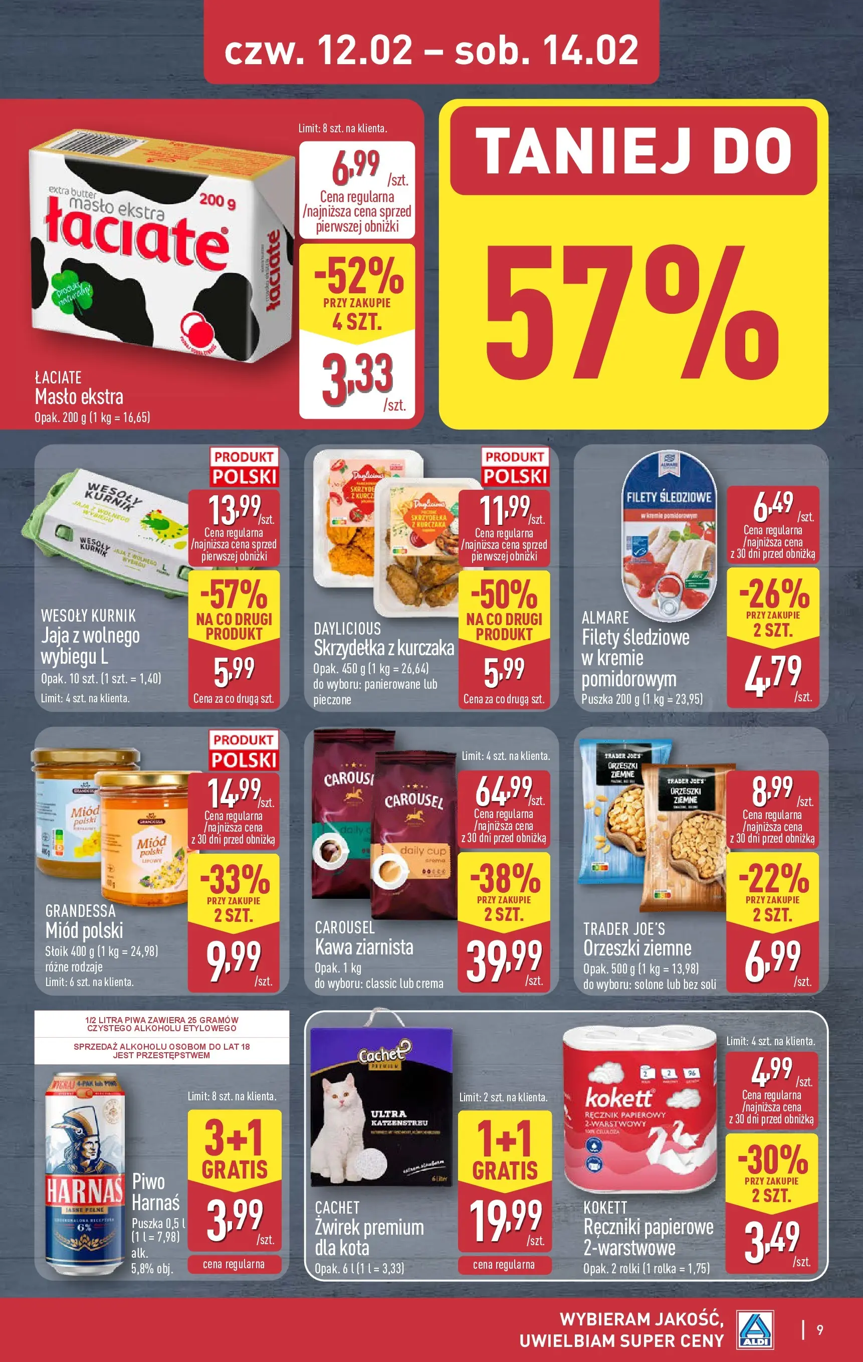 Aldi Gazetka - Okazje na weekend od 12.02.2026 - Ulotka PDF, promocje | Strona: 9 | Produkty: Miód, Rolki, Ręczniki papierowe, Ręcznik papierowy