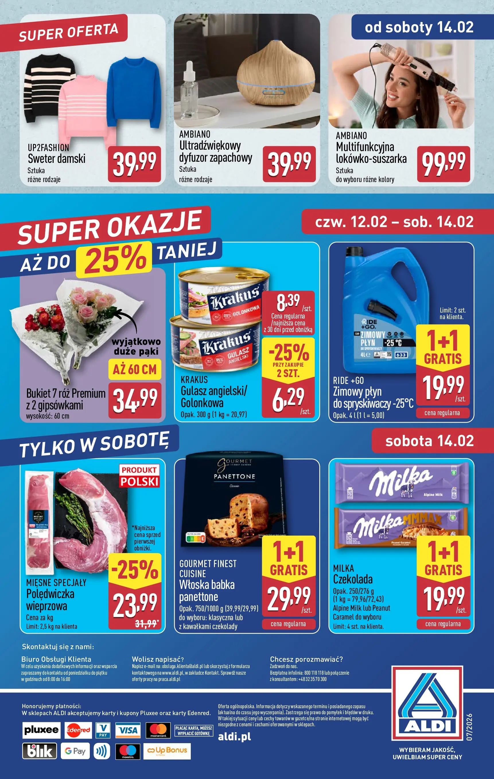 Aldi Gazetka - Okazje na weekend od 12.02.2026 - Ulotka PDF, promocje | Strona: 14 | Produkty: Czekolady, Sweter, Babka, Czekolada