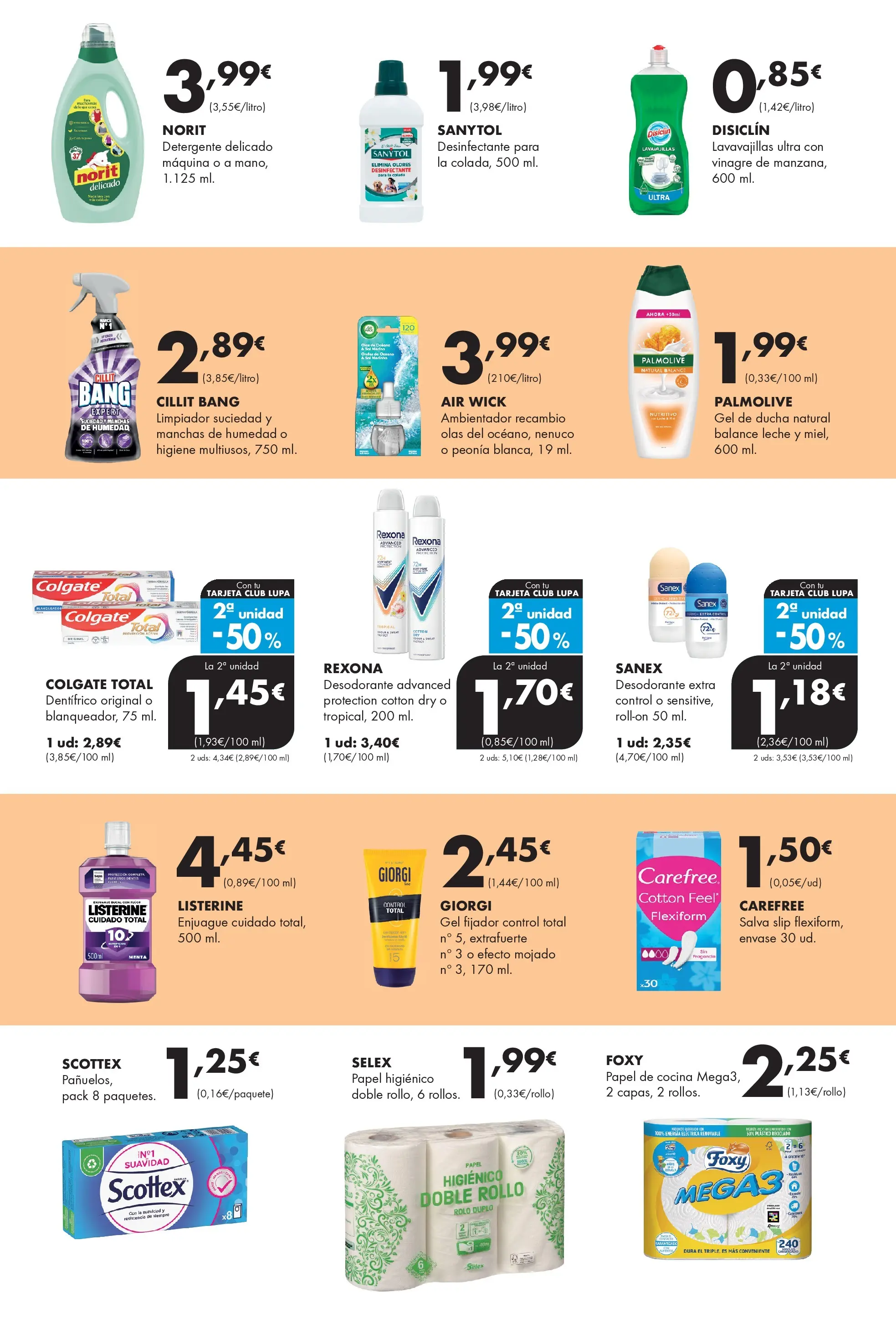 Lupa Supermercados - Tus vecinos de confianza 04/02/2026 - 18/02/2026 | Página: 14 | Productos: Detergente, Papel higienico, Lavavajillas, Ducha