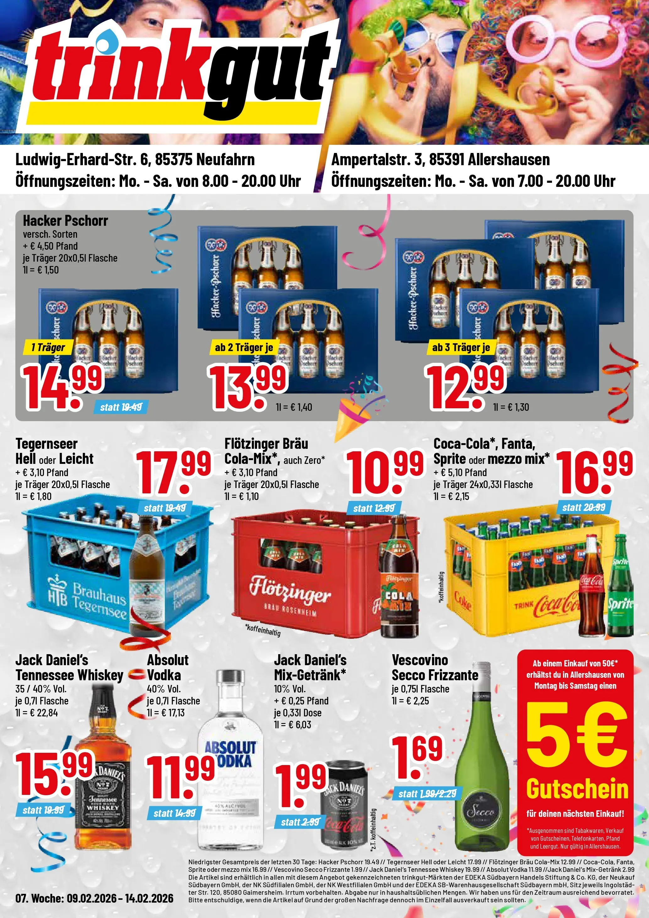 Trinkgut - trinkgut: Wochenangebote (ab 09.02.2026) » Angebote online | Seite: 1 | Produkte: Mezzo mix, Cola, Jack Daniel's, Whiskey