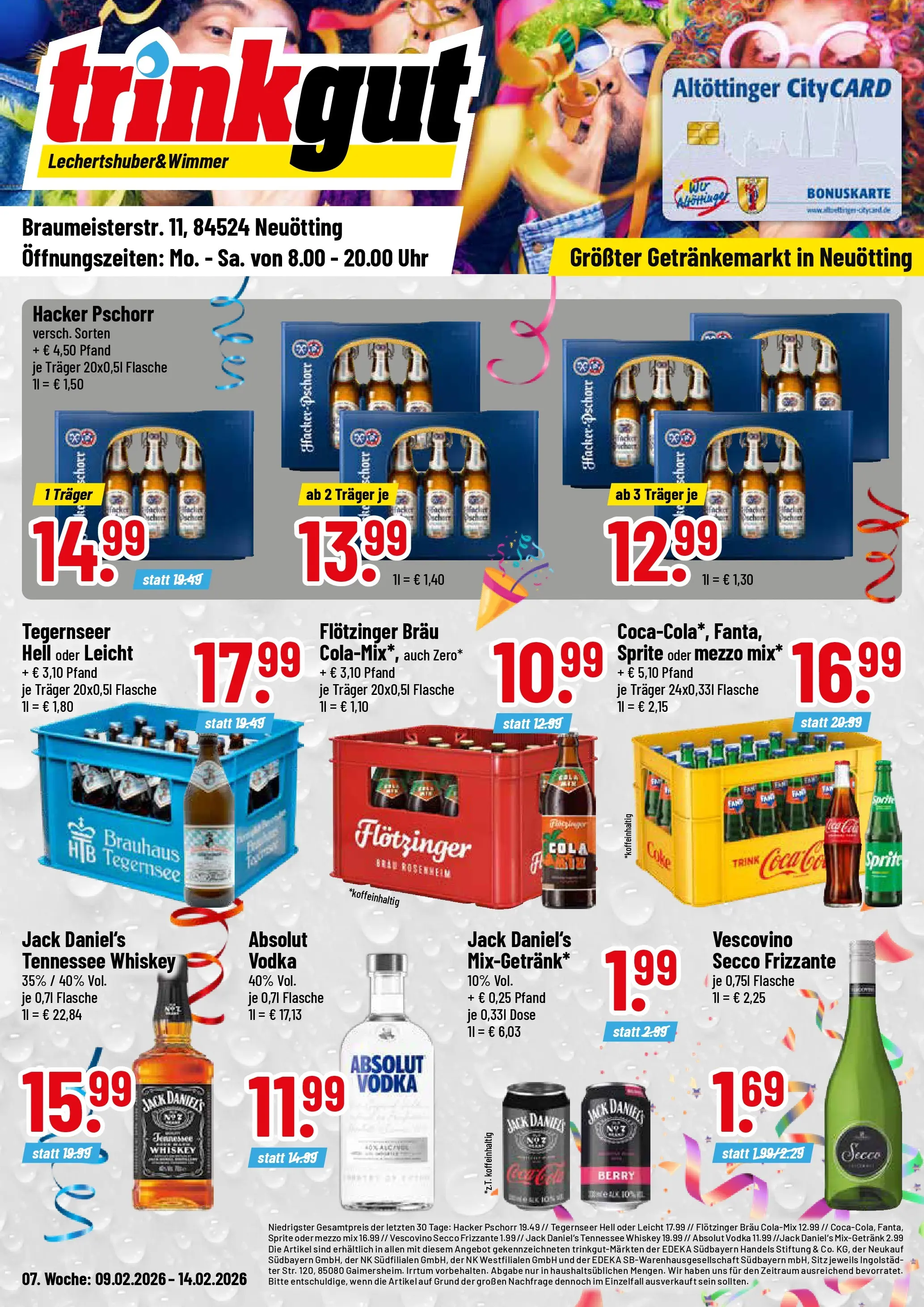 Trinkgut - trinkgut: Wochenangebote (ab 09.02.2026) » Angebote online | Seite: 1 | Produkte: Sprite, Cola, Jack Daniel's, Vodka