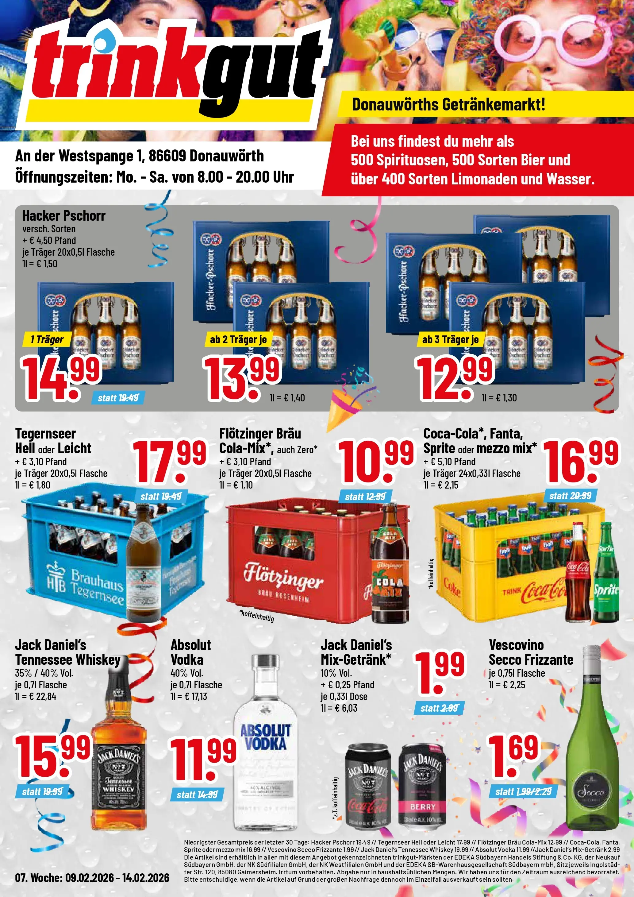 Trinkgut - trinkgut: Wochenangebote (ab 09.02.2026) » Angebote online | Seite: 1 | Produkte: Sprite, Cola, Bier, Jack Daniel's