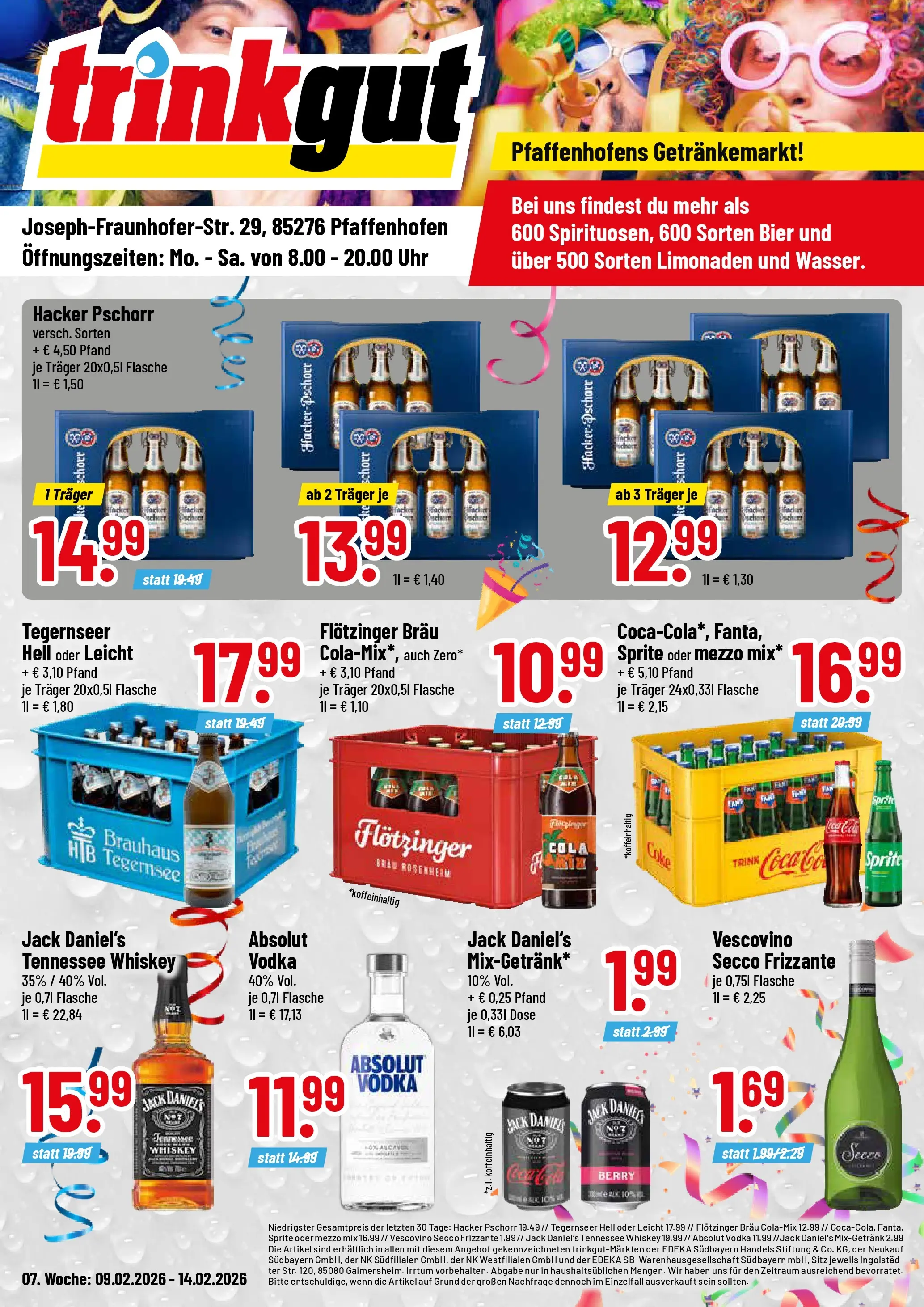 Trinkgut - trinkgut: Wochenangebote (ab 09.02.2026) » Angebote online | Seite: 1 | Produkte: Mezzo mix, Cola, Bier, Whiskey