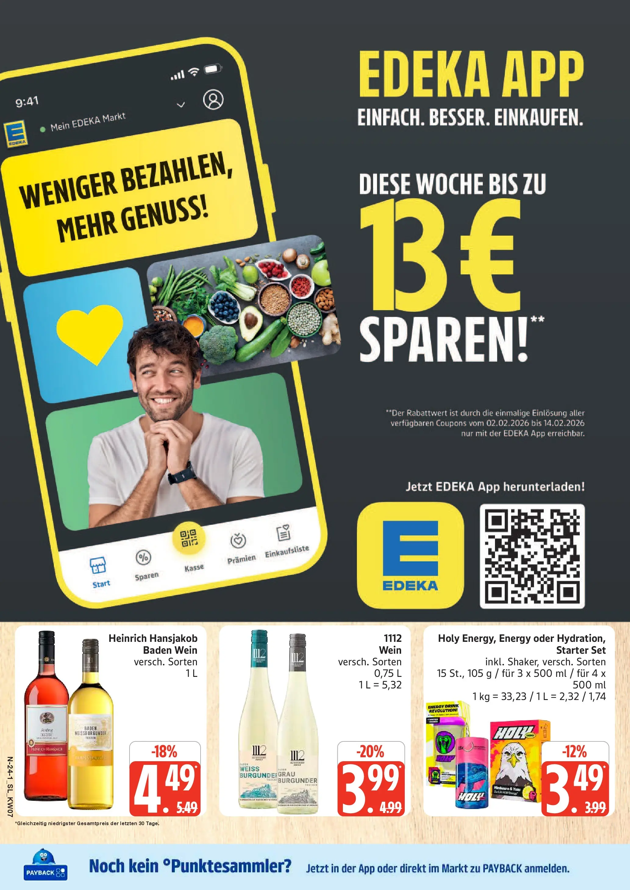 Edeka prospekt Schleswig	 (ab 09.02.2026) » Angebote Online | Seite: 24 | Produkte: Energy, Himbeere, Wein