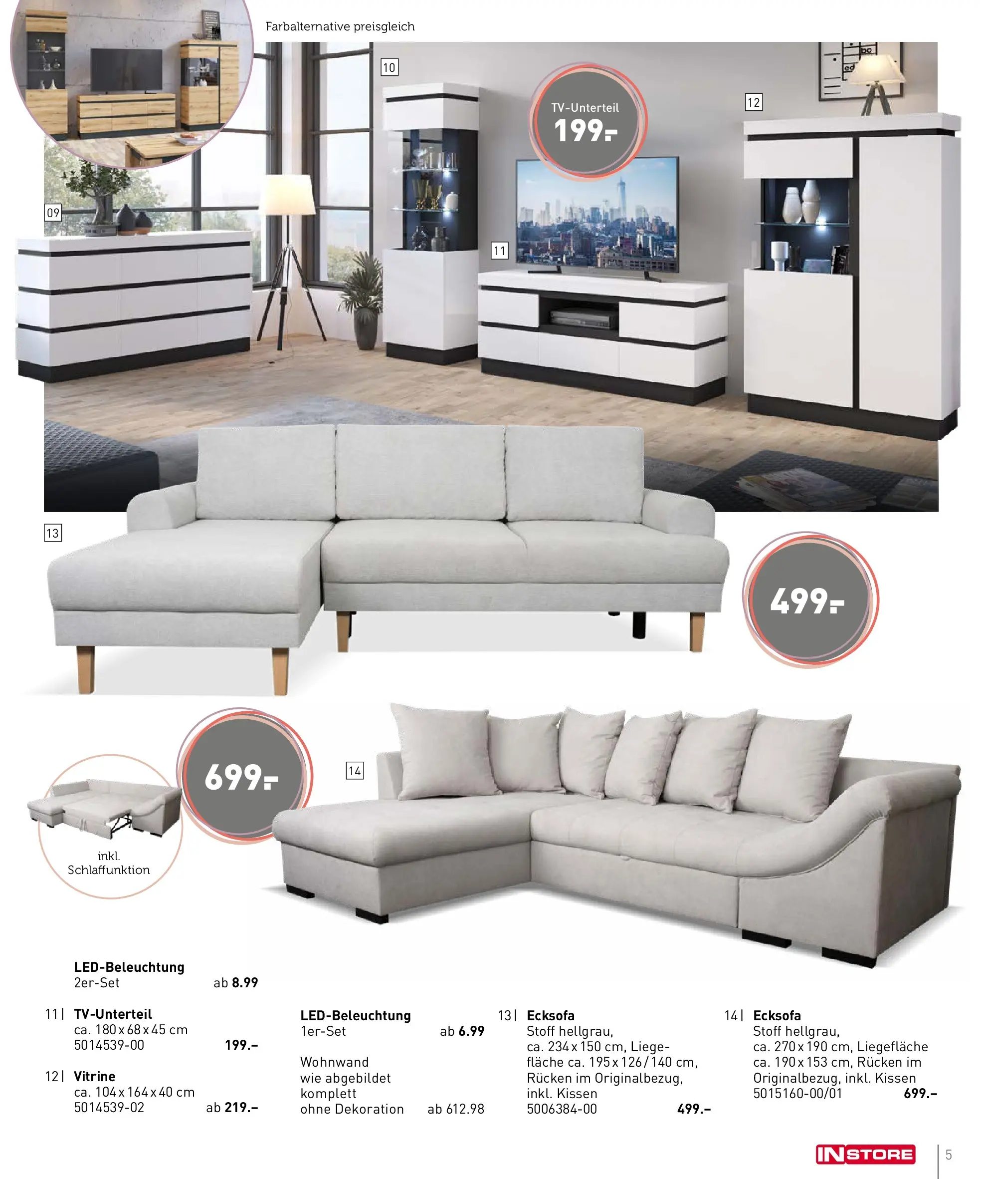 Möbel Martin - Möbel Martin: Wochenangebote (ab 19.02.2026) zum Blättern | Seite: 5 | Produkte: Ecksofa, Wohnwand, Vitrine, Liege