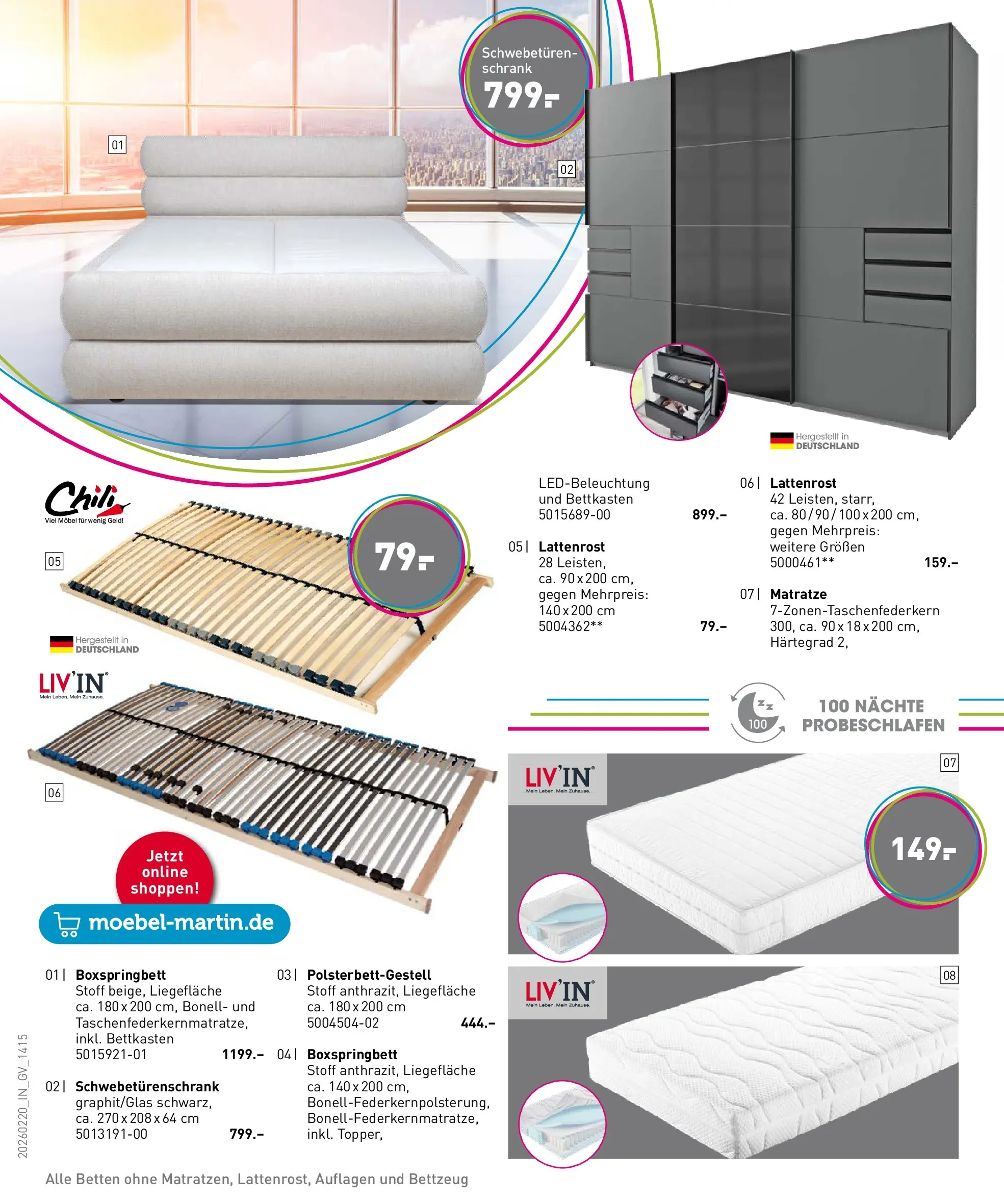 Möbel Martin - Möbel Martin: Wochenangebote (ab 19.02.2026) zum Blättern | Seite: 14 | Produkte: Matratze, Boxspringbett, Schrank, Chili