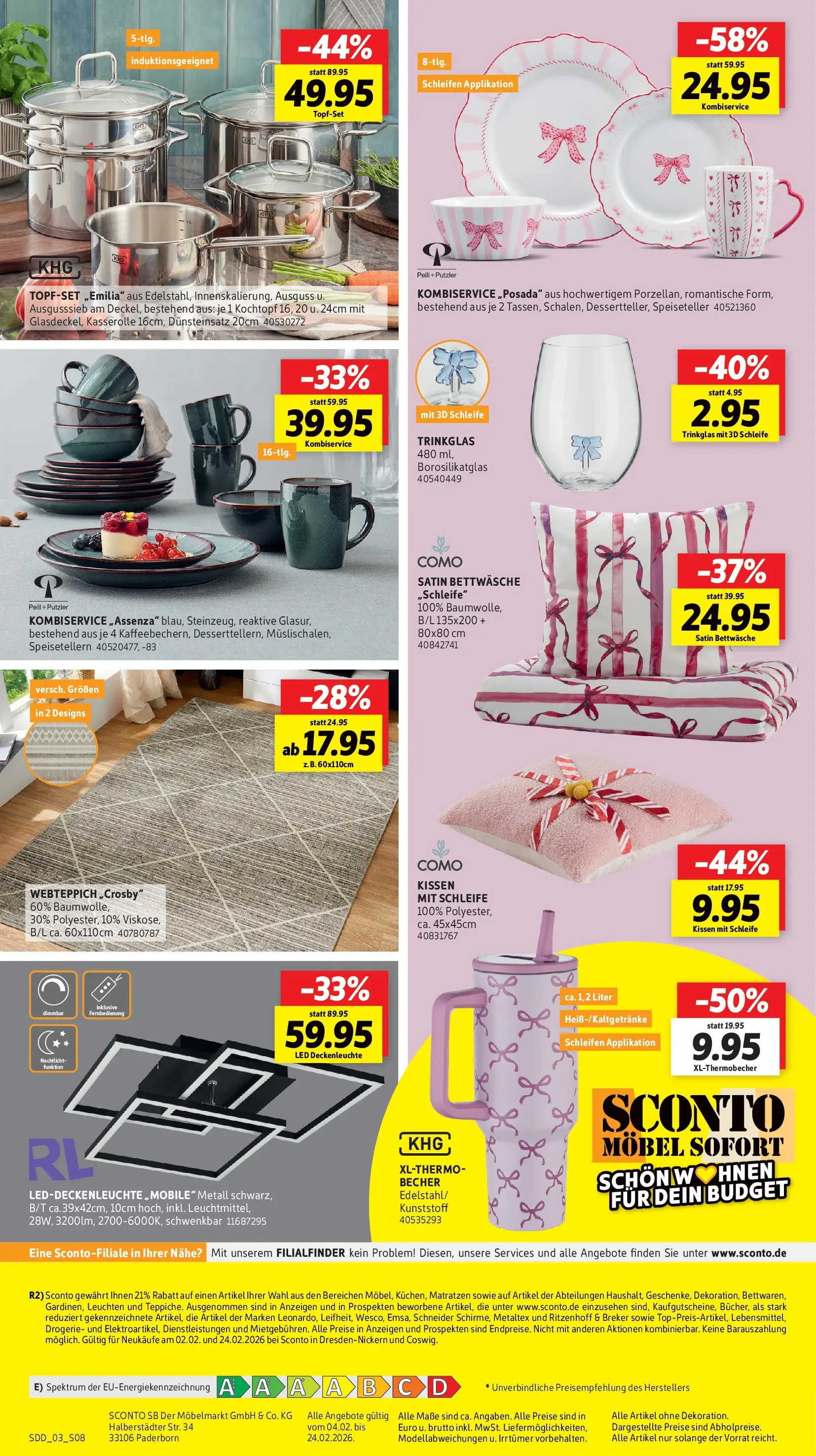 Sconto Prospekt Dresden	 (ab 04.02.2026) zum Blättern | Seite: 8 | Produkte: Kissen, Bettwäsche, Nachtlicht