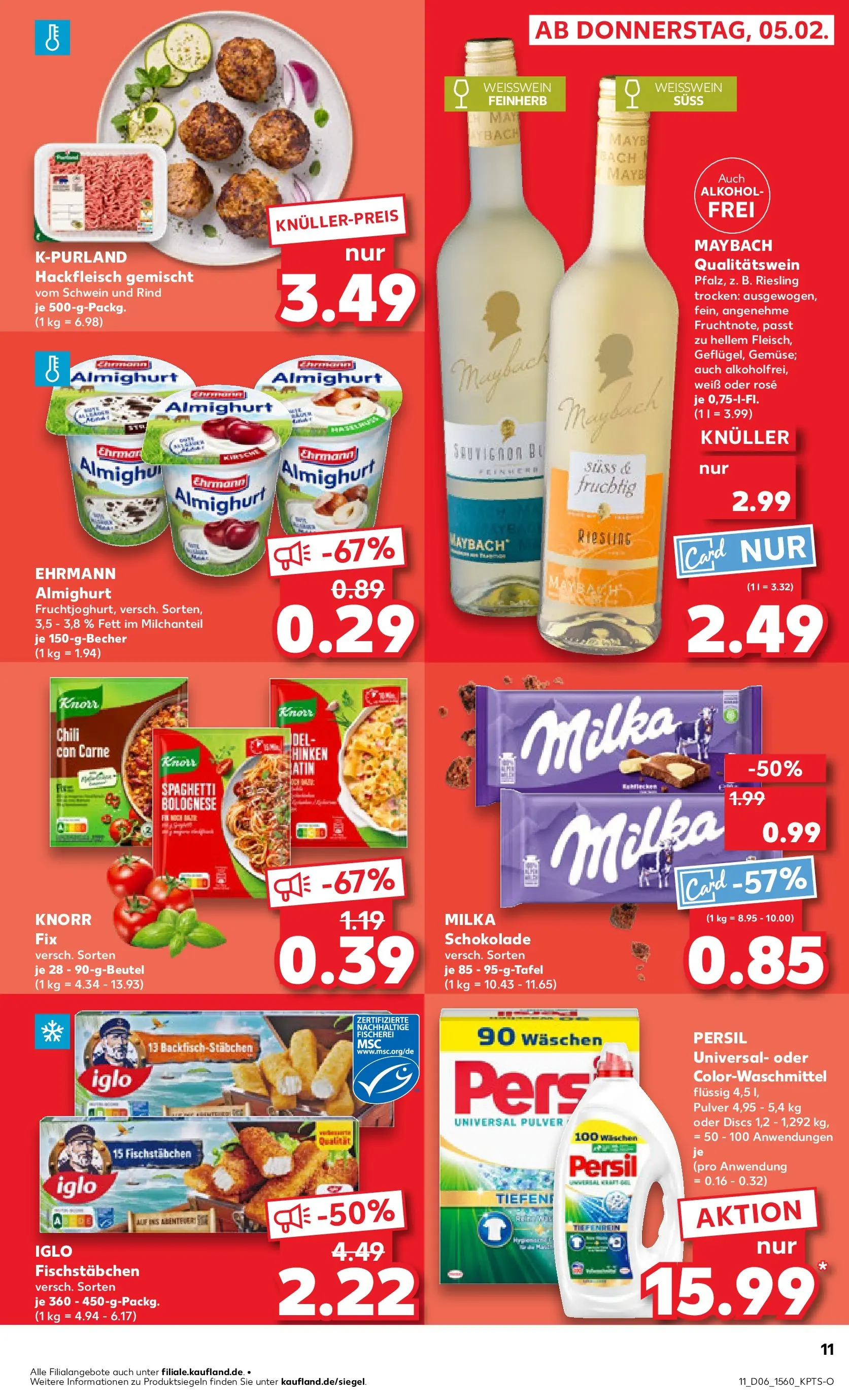 Prospekt Kaufland ab 09.02.2026 » Angebote Online zum Blättern | Seite: 11 | Produkte: Milka schokolade, Iglo, Milka, Persil