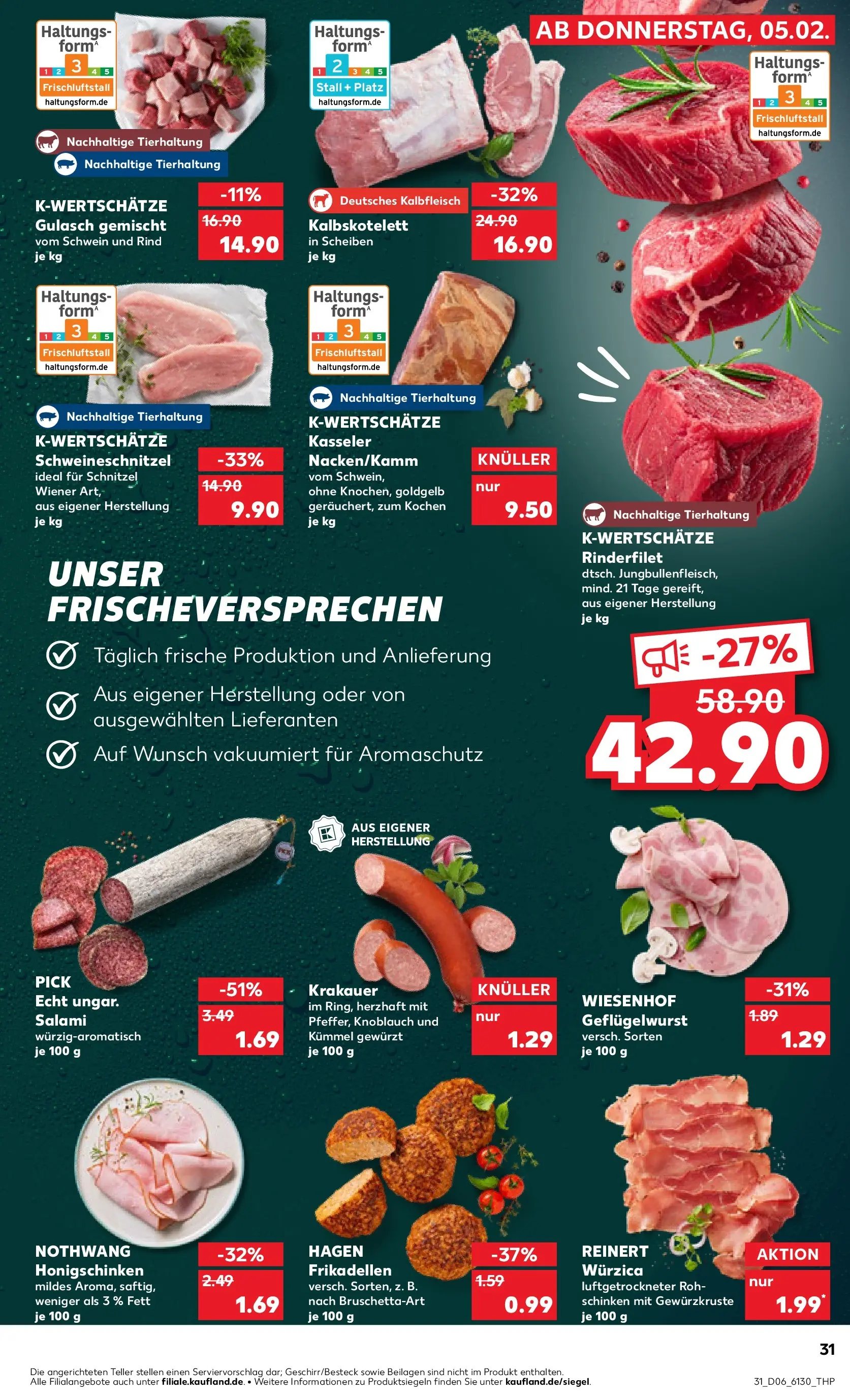 Prospekt Kaufland ab 09.02.2026 » Angebote Online zum Blättern | Seite: 31 | Produkte: Schnitzel, Gulasch, Salami, Schinken