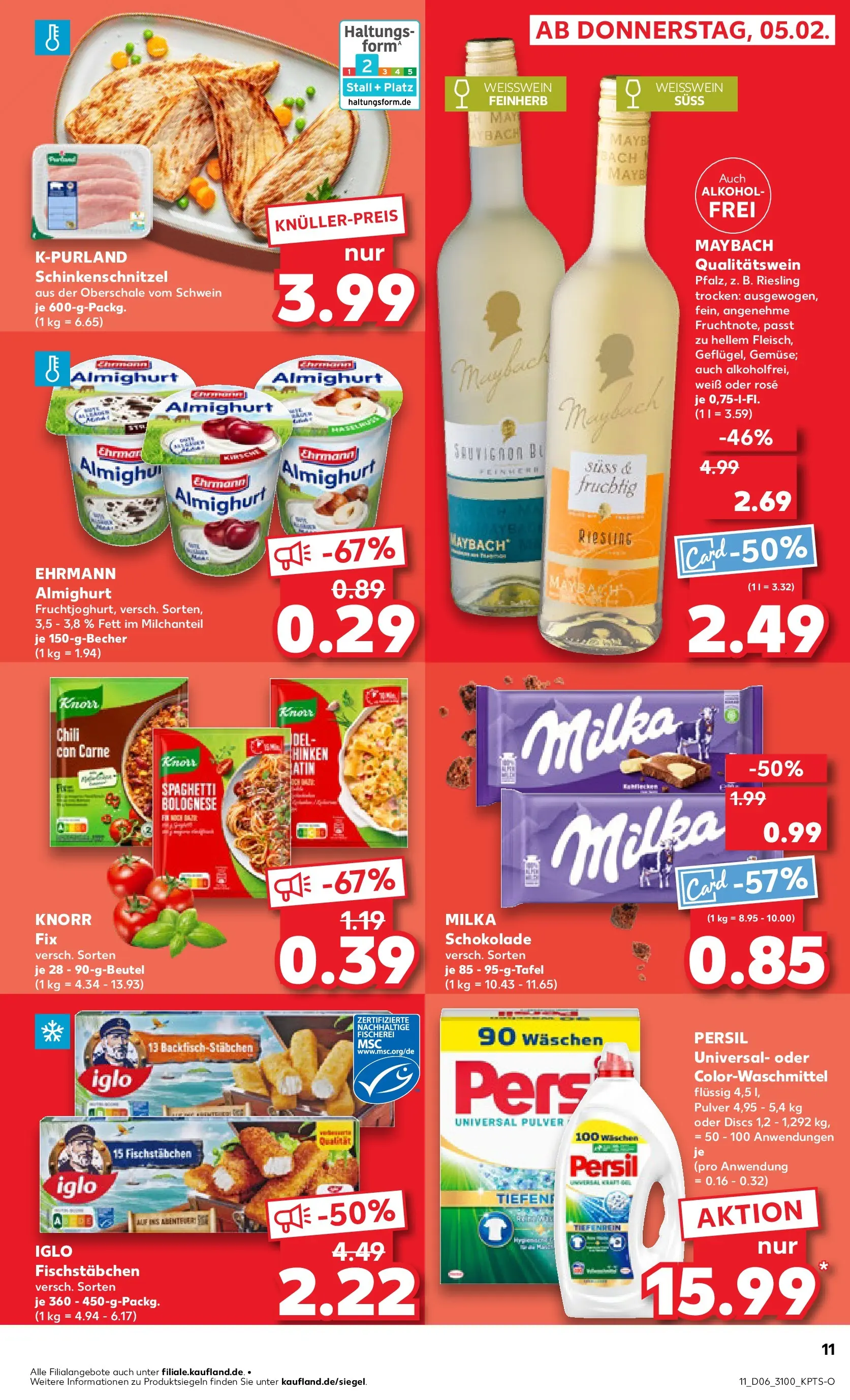 Prospekt Kaufland ab 09.02.2026 » Angebote Online zum Blättern | Seite: 11 | Produkte: Ehrmann almighurt, Weißwein, Iglo, Fischstabchen