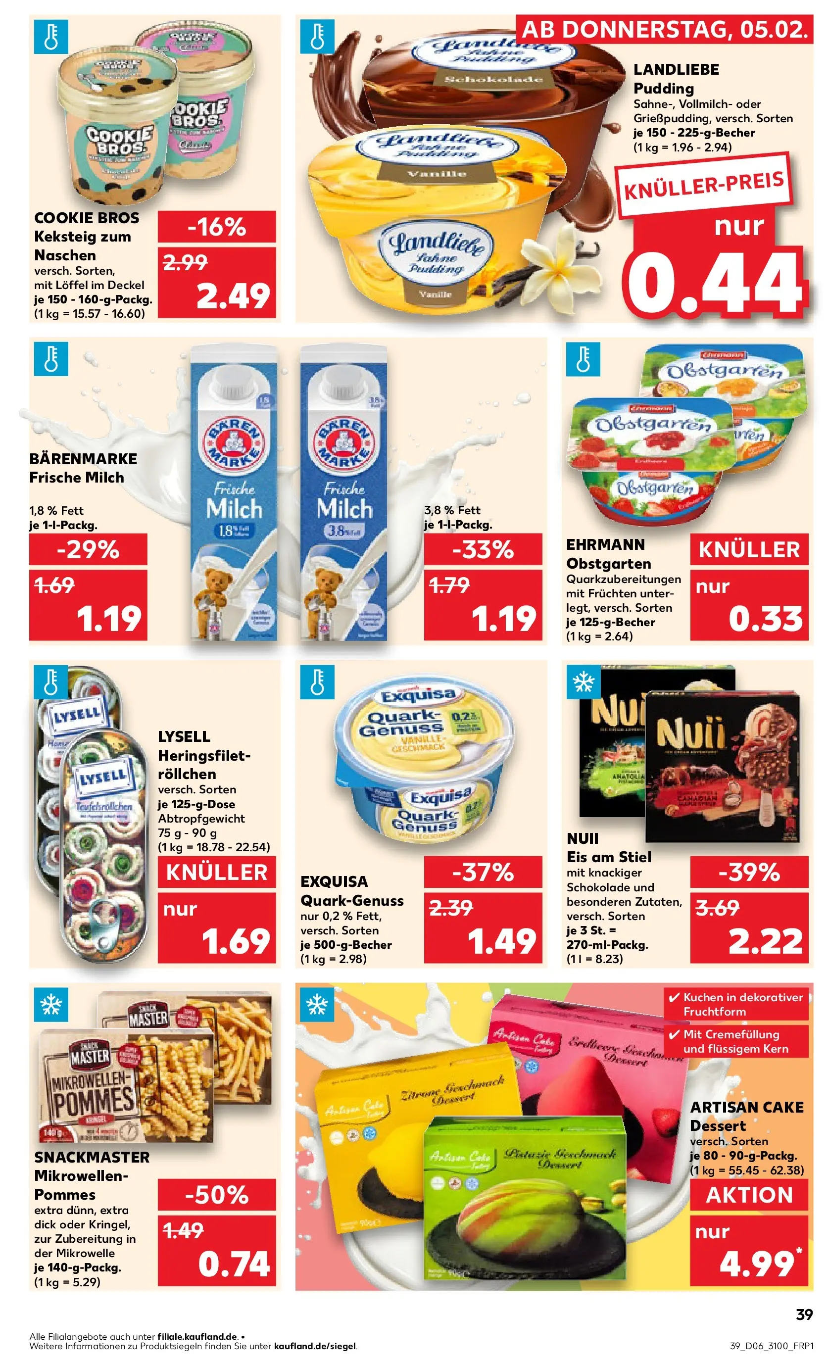 Prospekt Kaufland ab 09.02.2026 » Angebote Online zum Blättern | Seite: 39 | Produkte: Mikrowelle, Milch, Pommes, Eis
