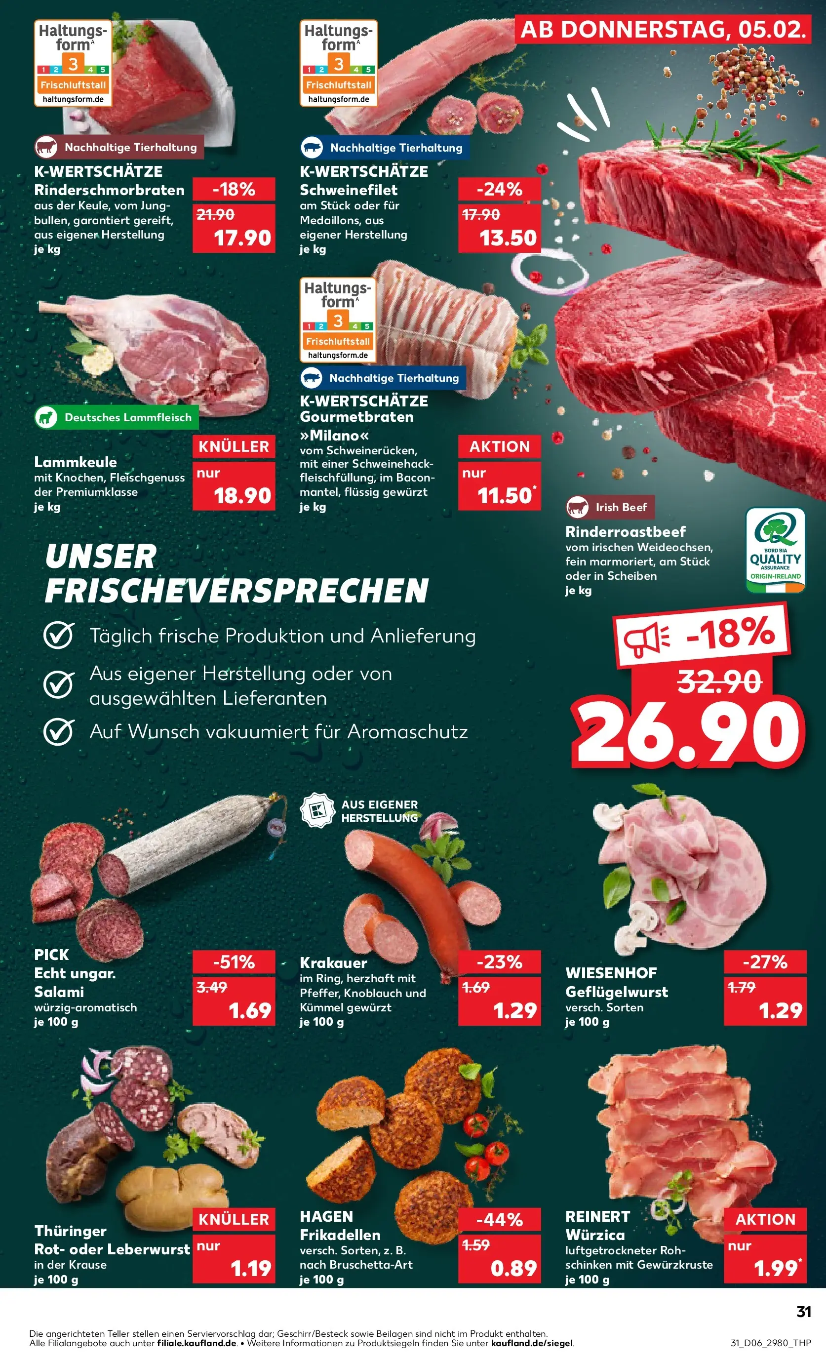 Prospekt Kaufland ab 09.02.2026 » Angebote Online zum Blättern | Seite: 31 | Produkte: Lammkeule, Knoblauch, Schweinerucken, Salami