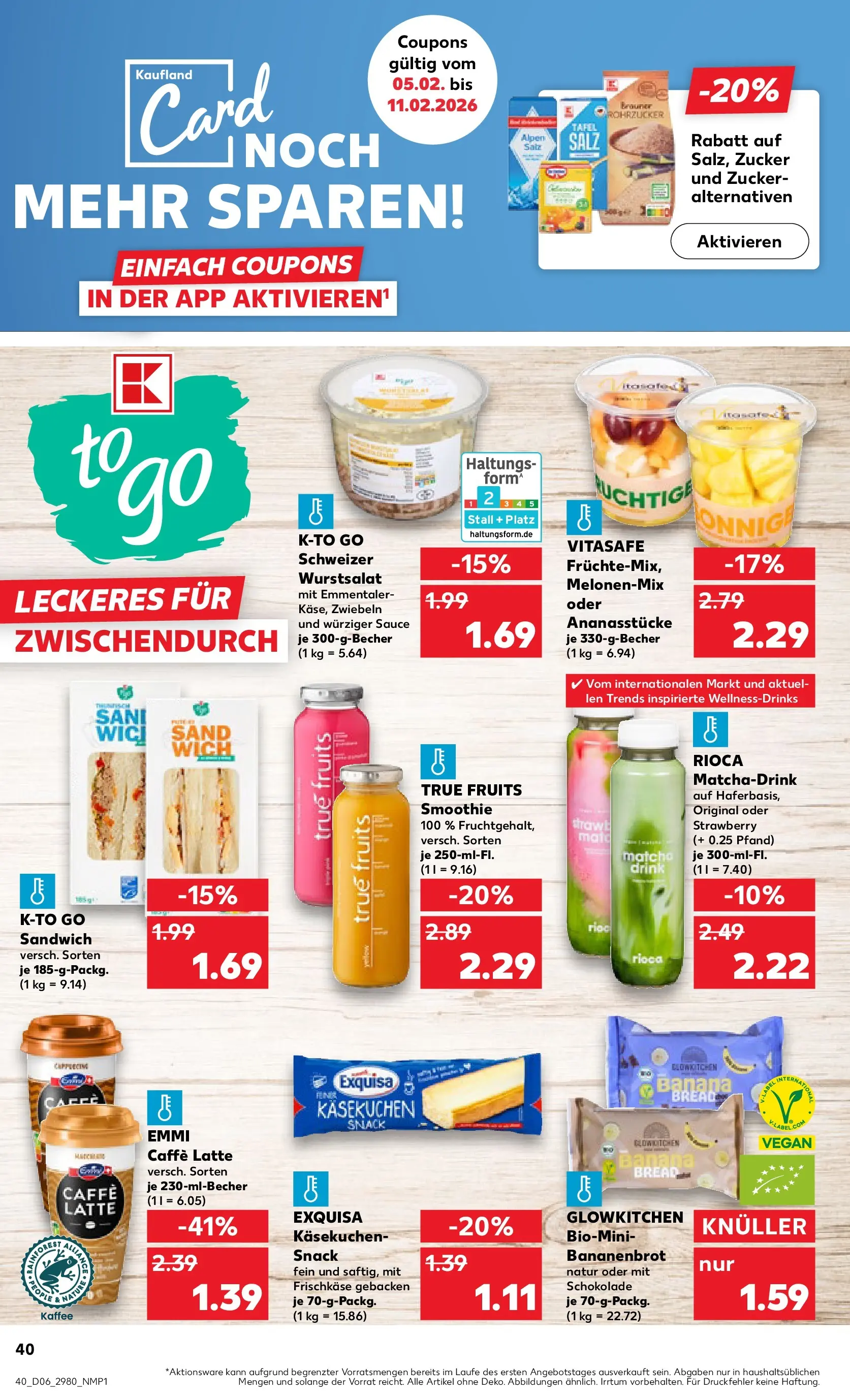 Prospekt Kaufland ab 09.02.2026 » Angebote Online zum Blättern | Seite: 40 | Produkte: Kaffee, Zwiebeln, Zucker, Frischkase