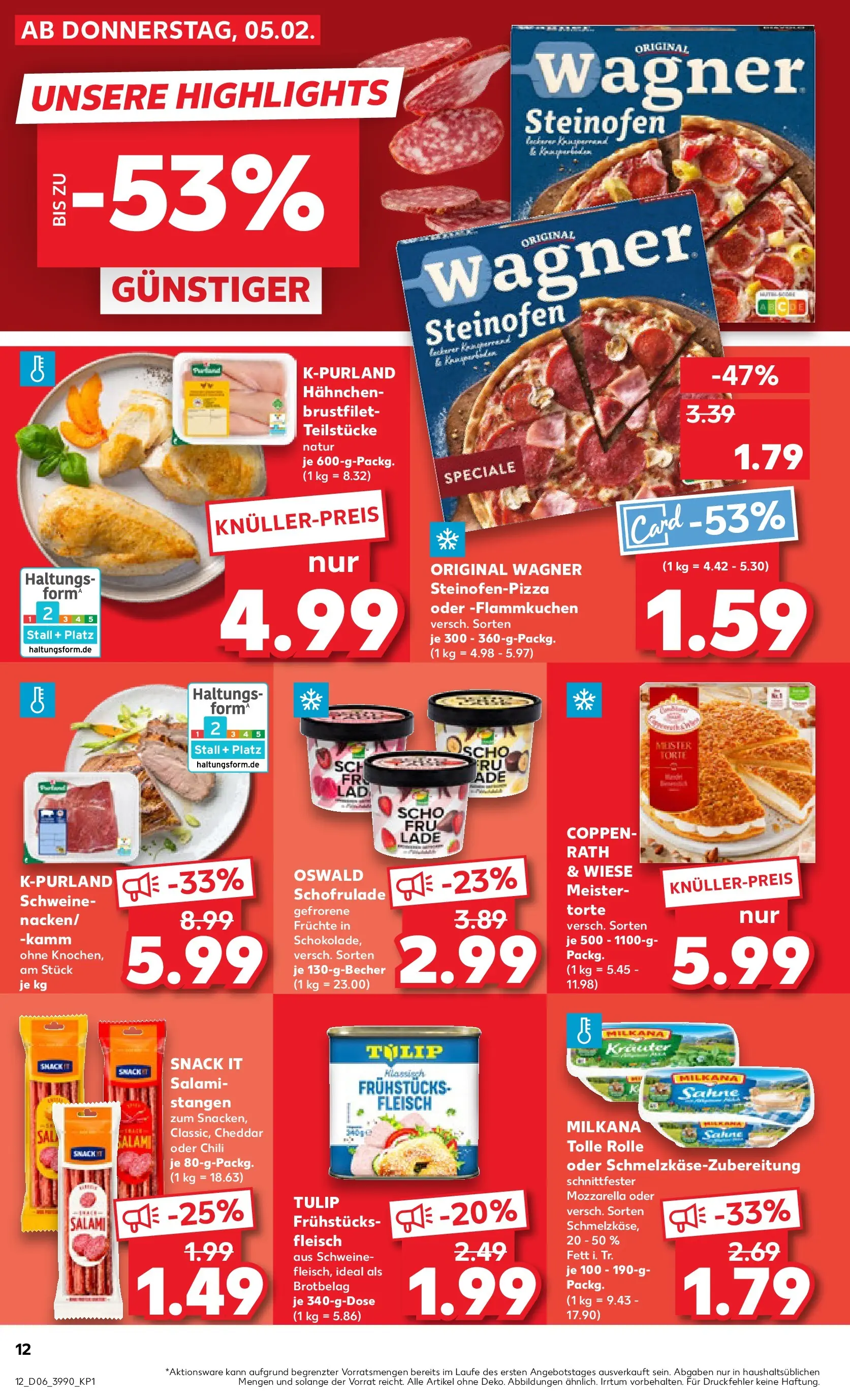 Prospekt Kaufland ab 09.02.2026 » Angebote Online zum Blättern | Seite: 12 | Produkte: Mozzarella, Salami, Pizza, Fleisch