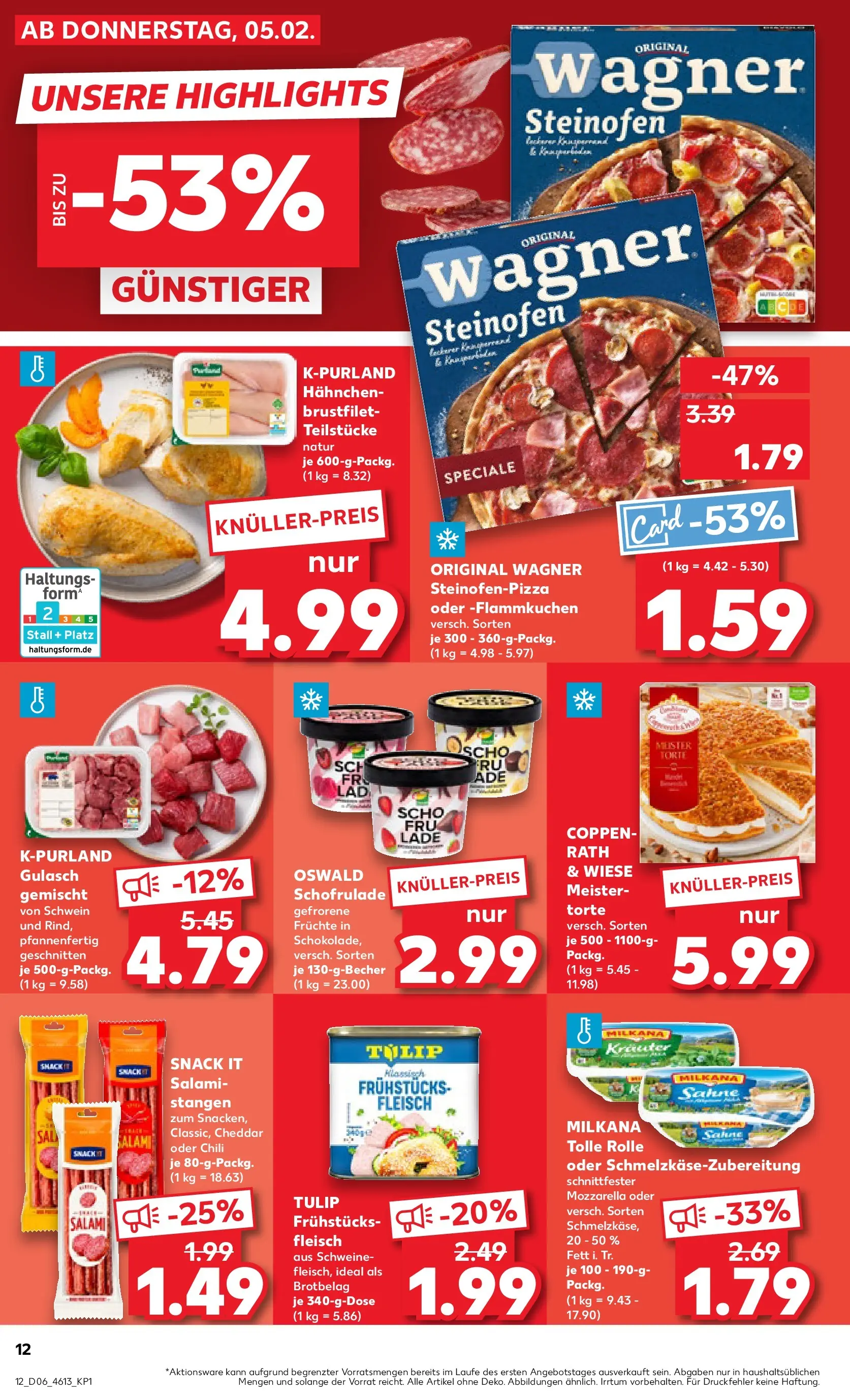 Prospekt Kaufland ab 09.02.2026 » Angebote Online zum Blättern | Seite: 12 | Produkte: Hahnchen, Milkana, Gulasch, Chili